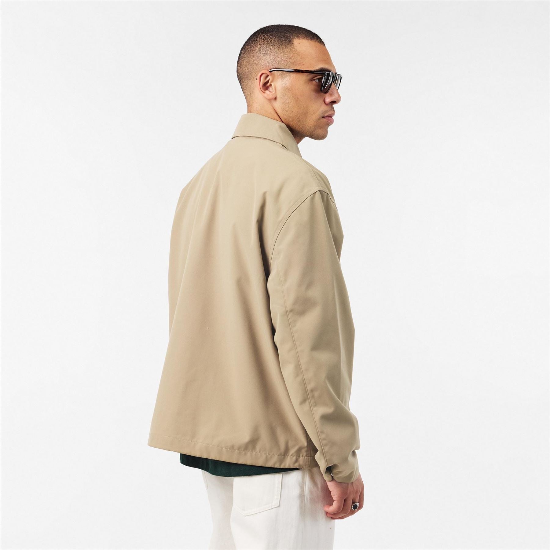 Lacoste Solid Patterned Snap Button Flap Pocket Parka Jacket with Logo
