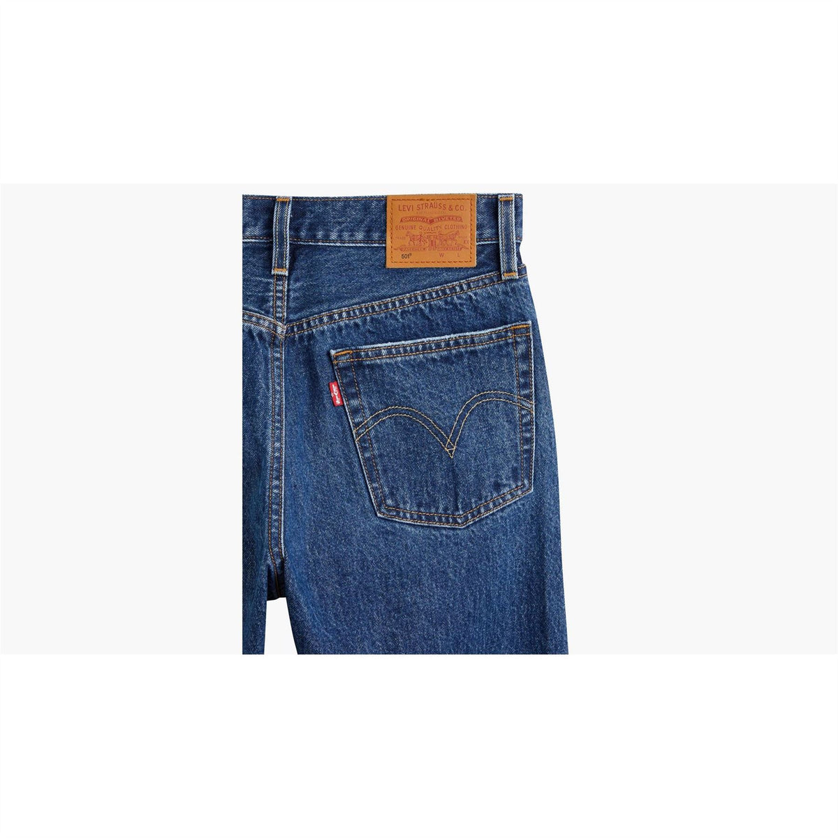 Levis 501 Cropped Mid Rise Cotton Straight Leg Jeans