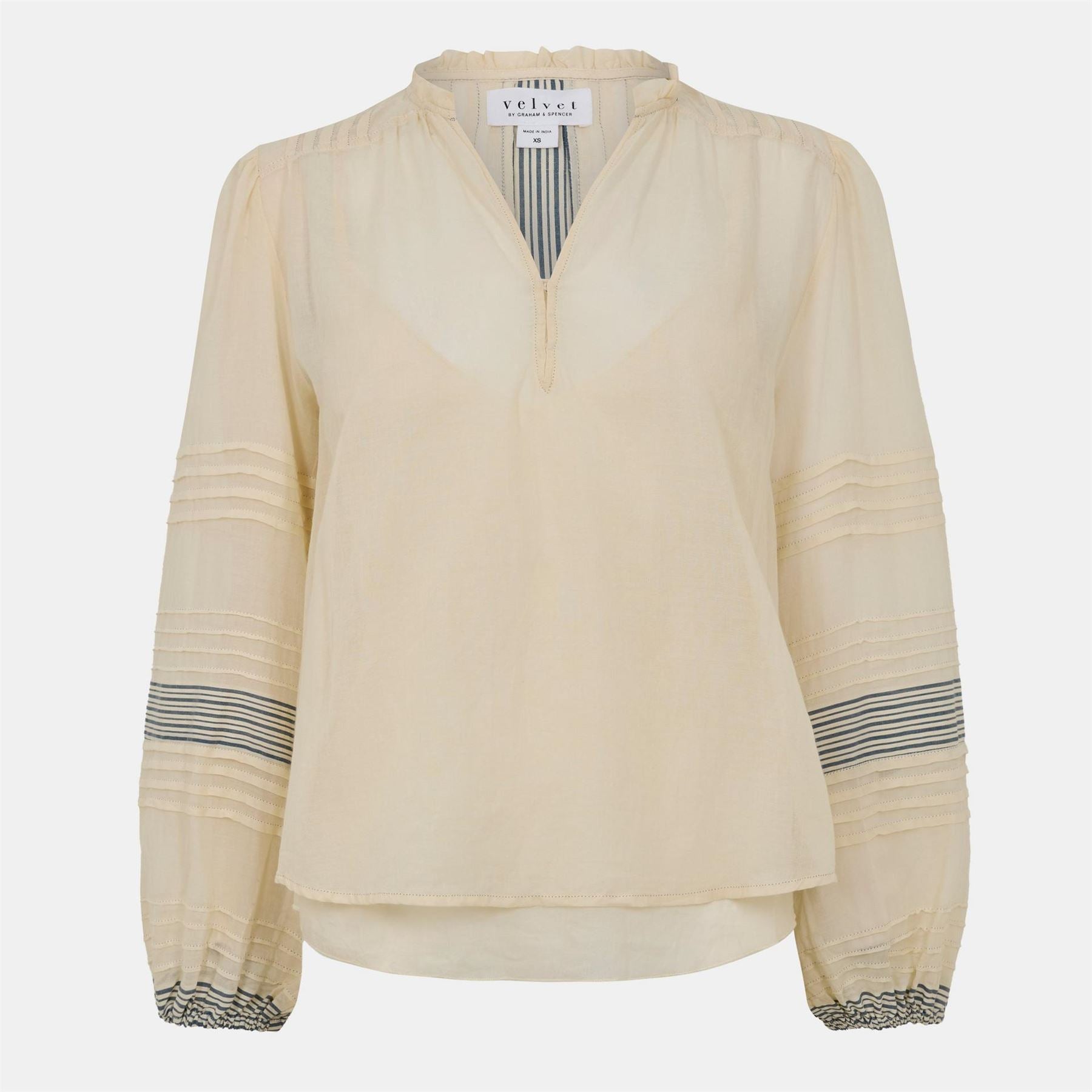 Velvet by Graham and Spencer Regular Fit V-Neck Bishop Sleeve Blouse