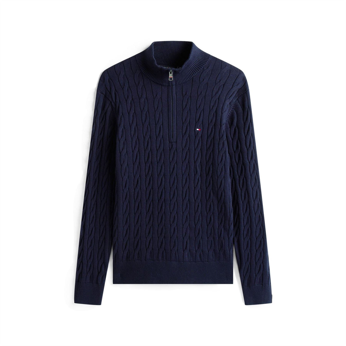 Tommy Hilfiger Hilfiger Classic Cotton Cable Zip Mock