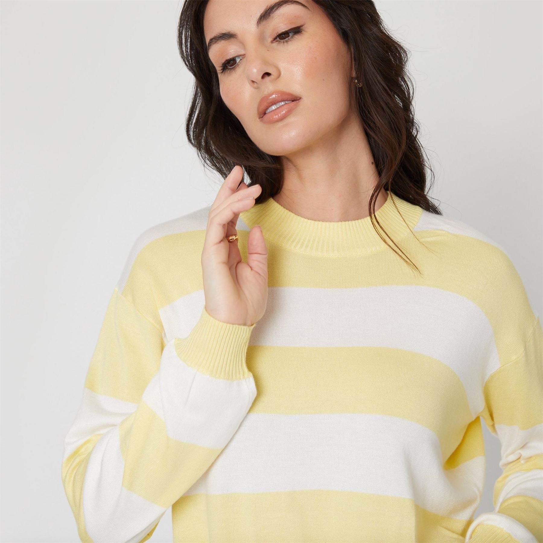 Be You Stripe Crew Neck Regular Fit Sweater