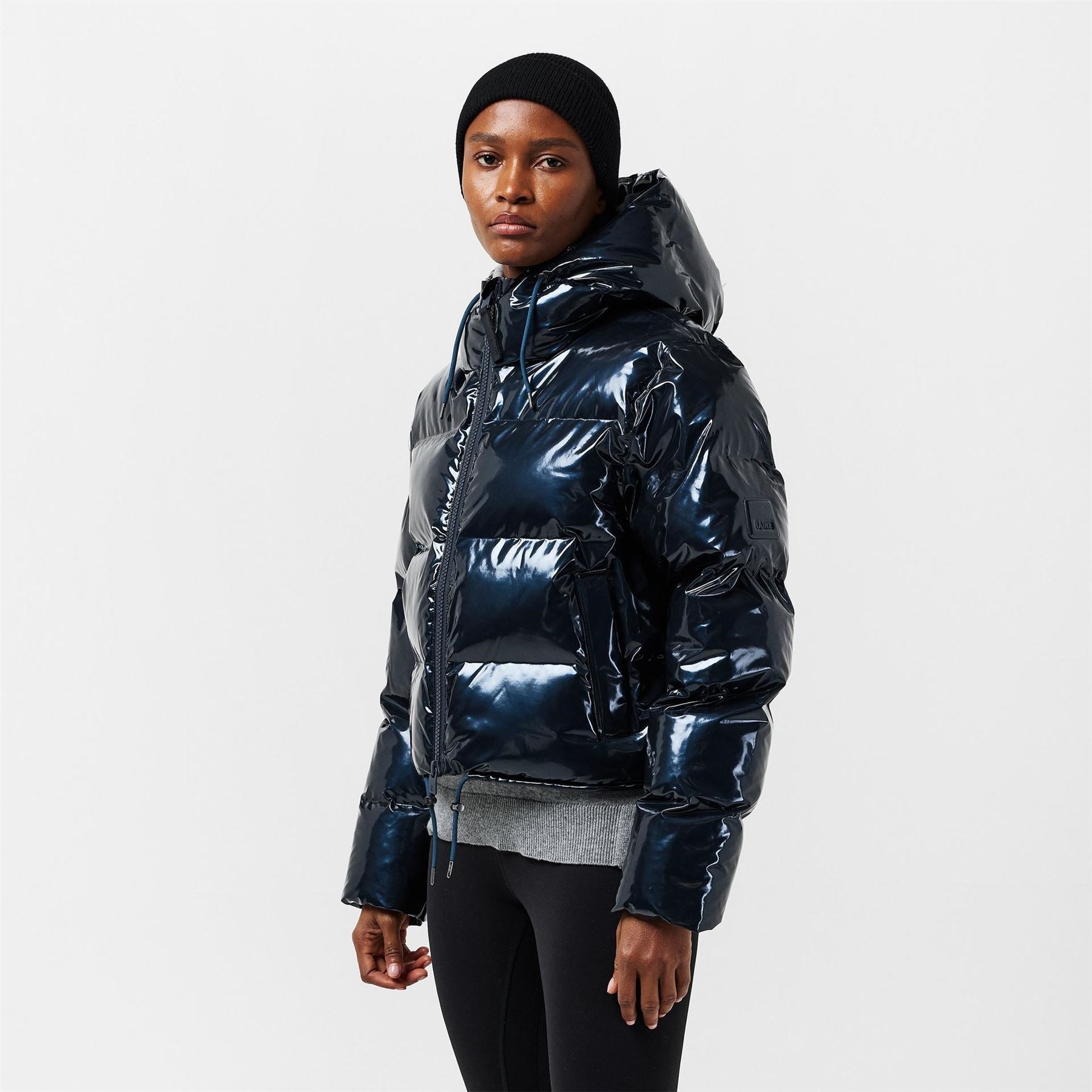 Rains Hooded Solid Patterned Puffer Jacket