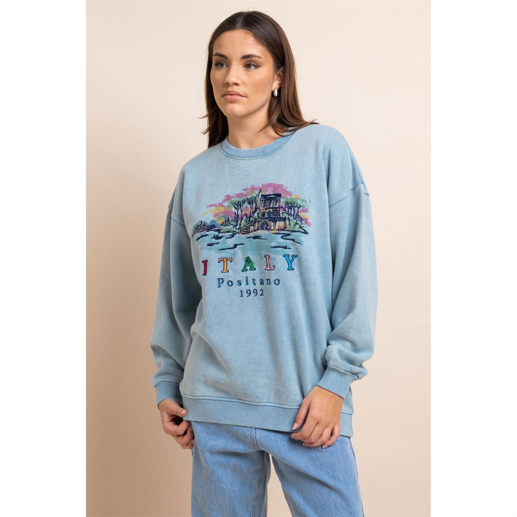 Daisy Street Crew Neck Relaxed Fit Sweatshirt
