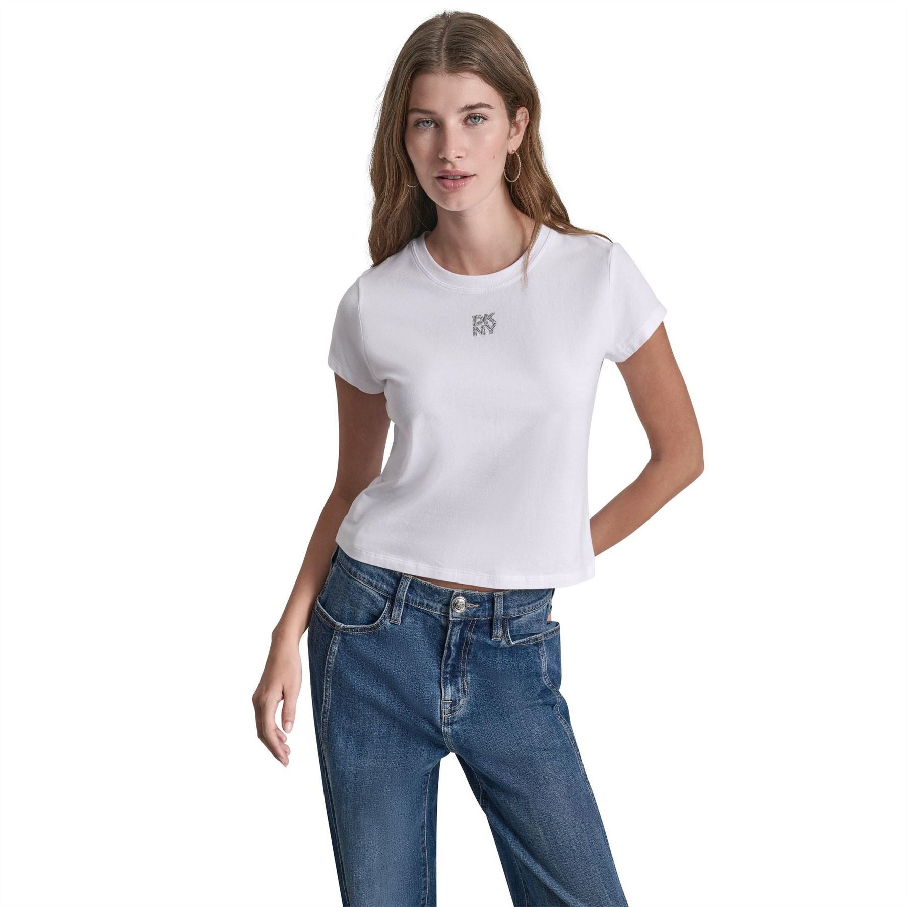 DKNY Jeans Rhinestone Logo Baby Tee