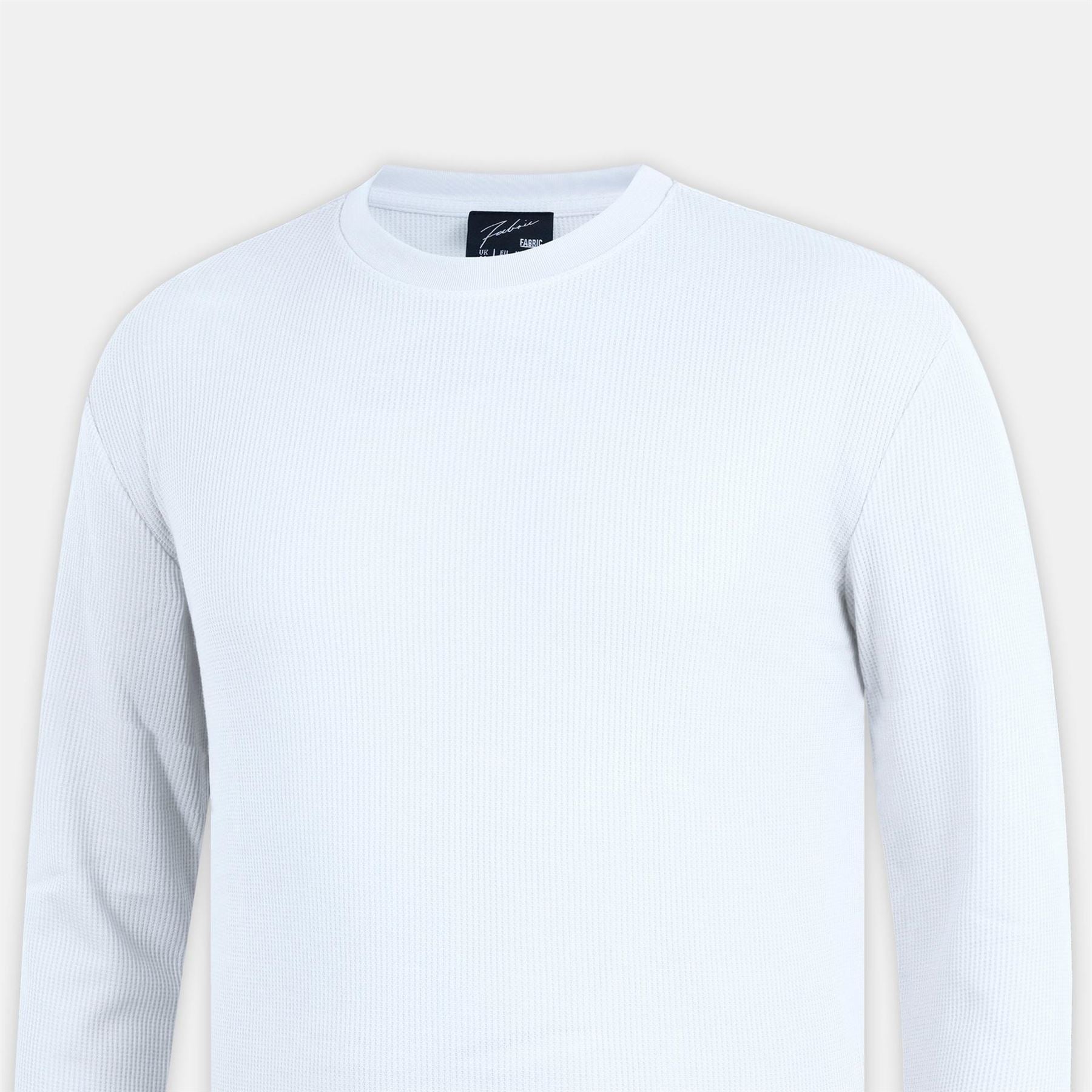Fabric Crew Neck Long Sleeve Waffle T-Shirt
