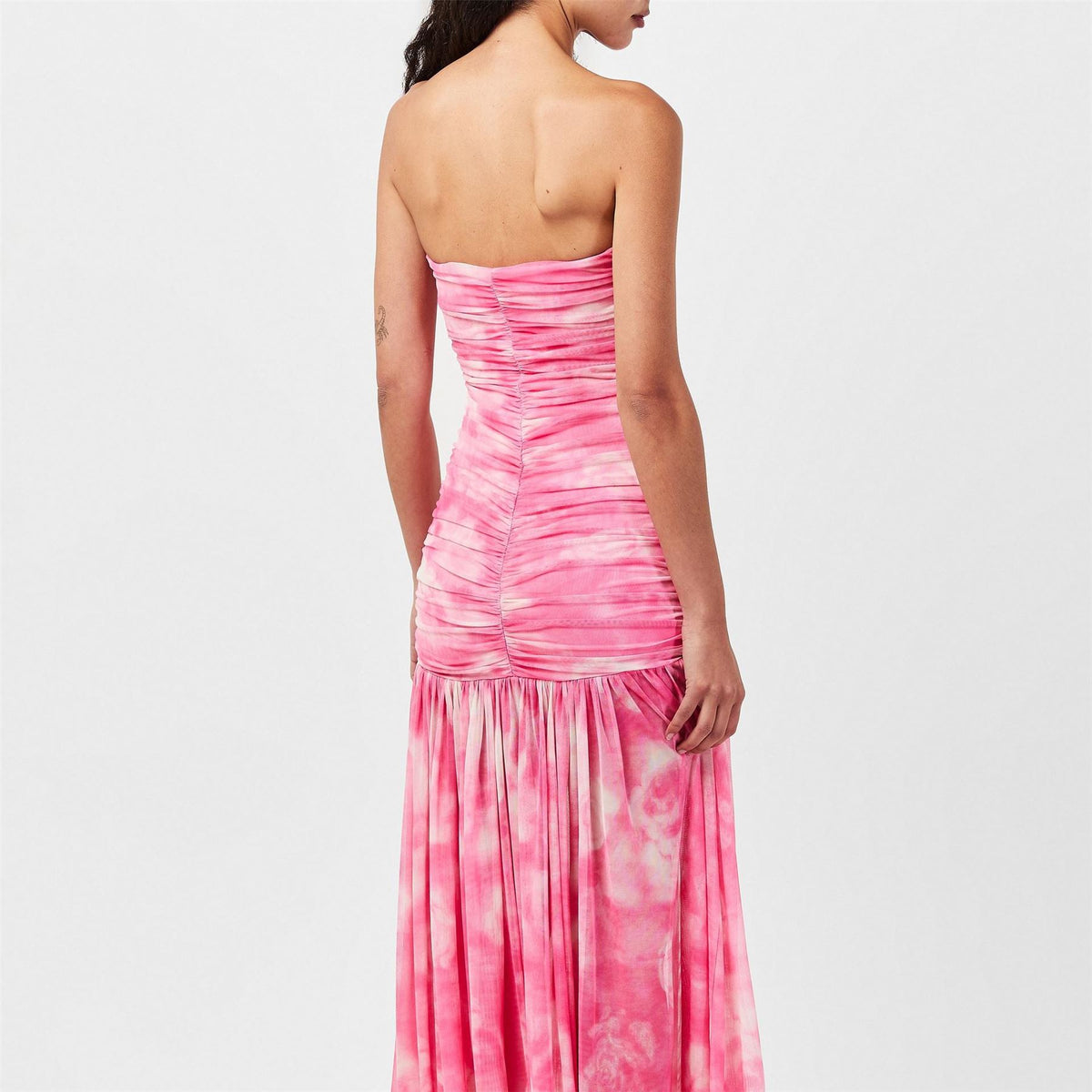 Bardot Solana Strapless Tie Dye Ruched Maxi Dress