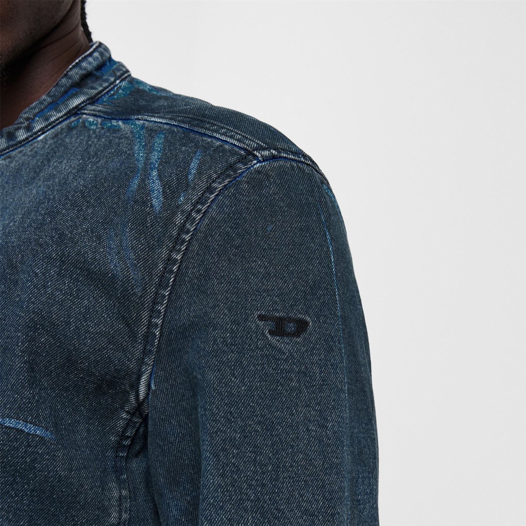 Diesel Glory Mock Neck Denim Bomber Jacket