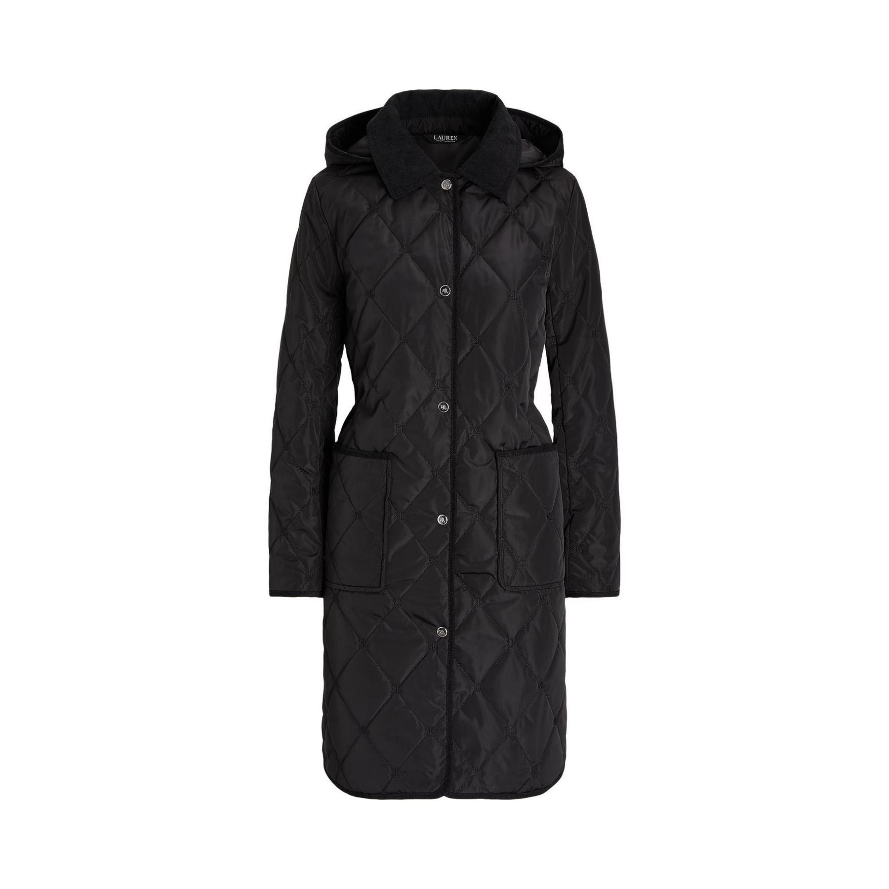 Lauren by Ralph Lauren Trim Logo Quilted Hooded Coat