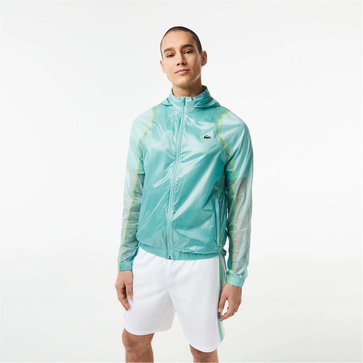 Lacoste Bh5047 Crocodile Print Hooded Rain Jacket