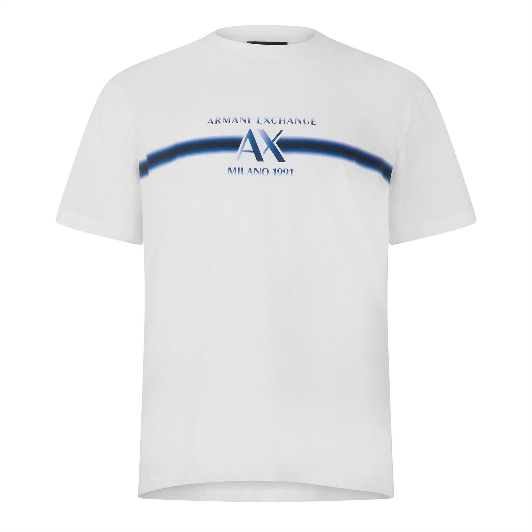 Armani Exchange Stripe Cotton Short Sleeve Crew Neck T-Shirt