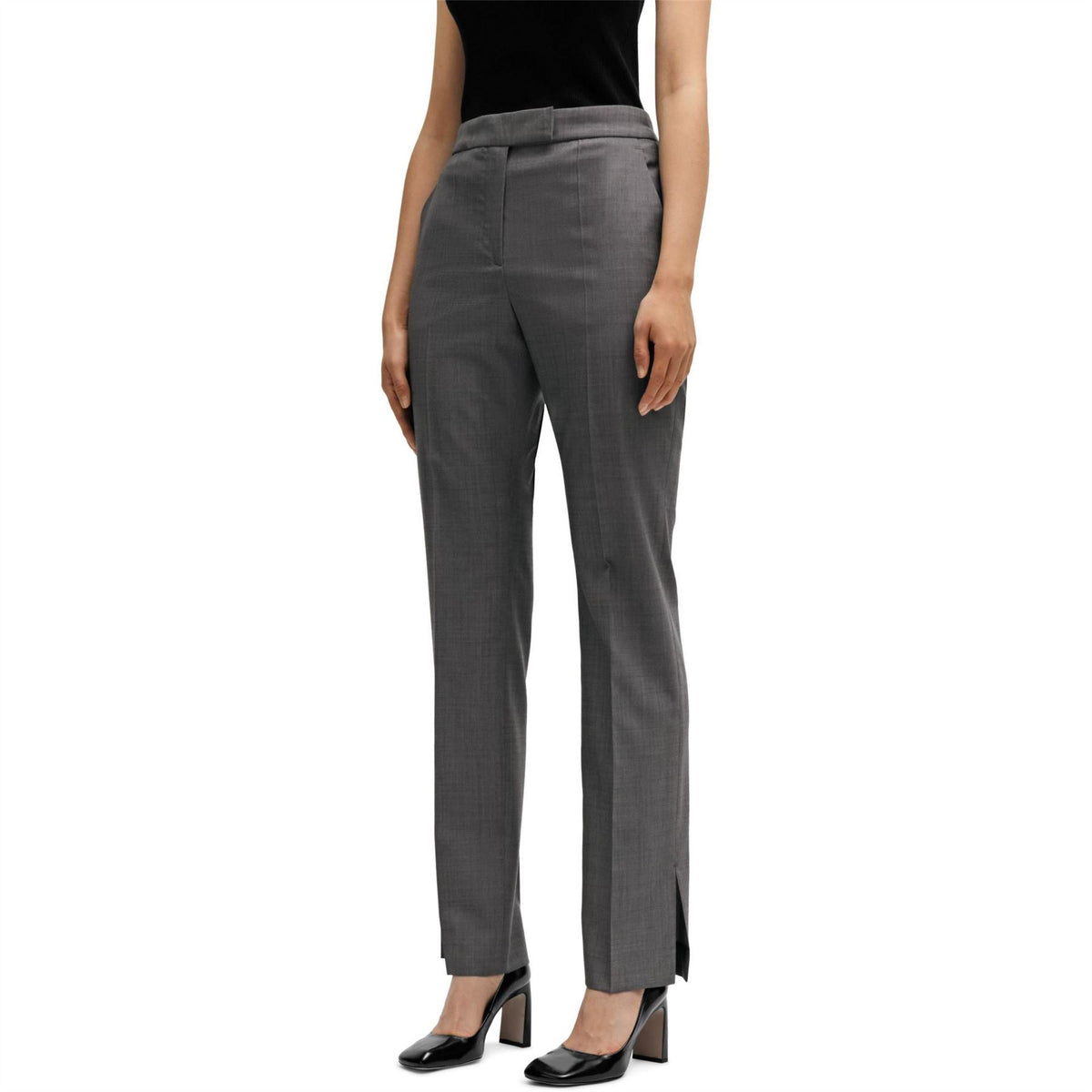 Boss Solid Patterned Slim Straight Trousers