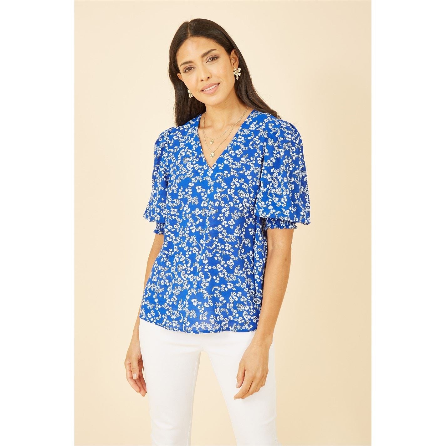 Yumi Ditsy Print Puff Sleeve Top