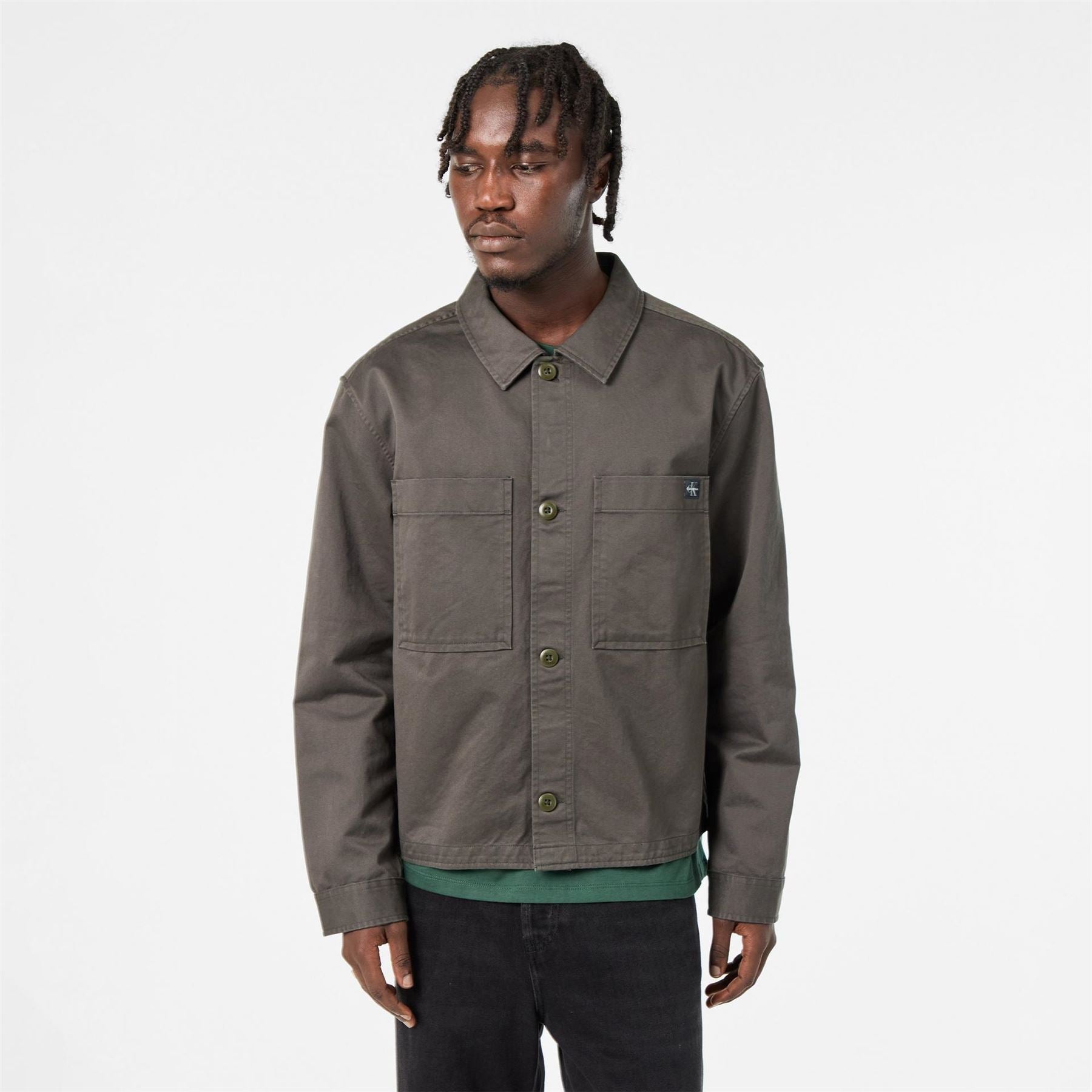 Calvin Klein Jeans Solid Patterned Shirt Collared Overshirt