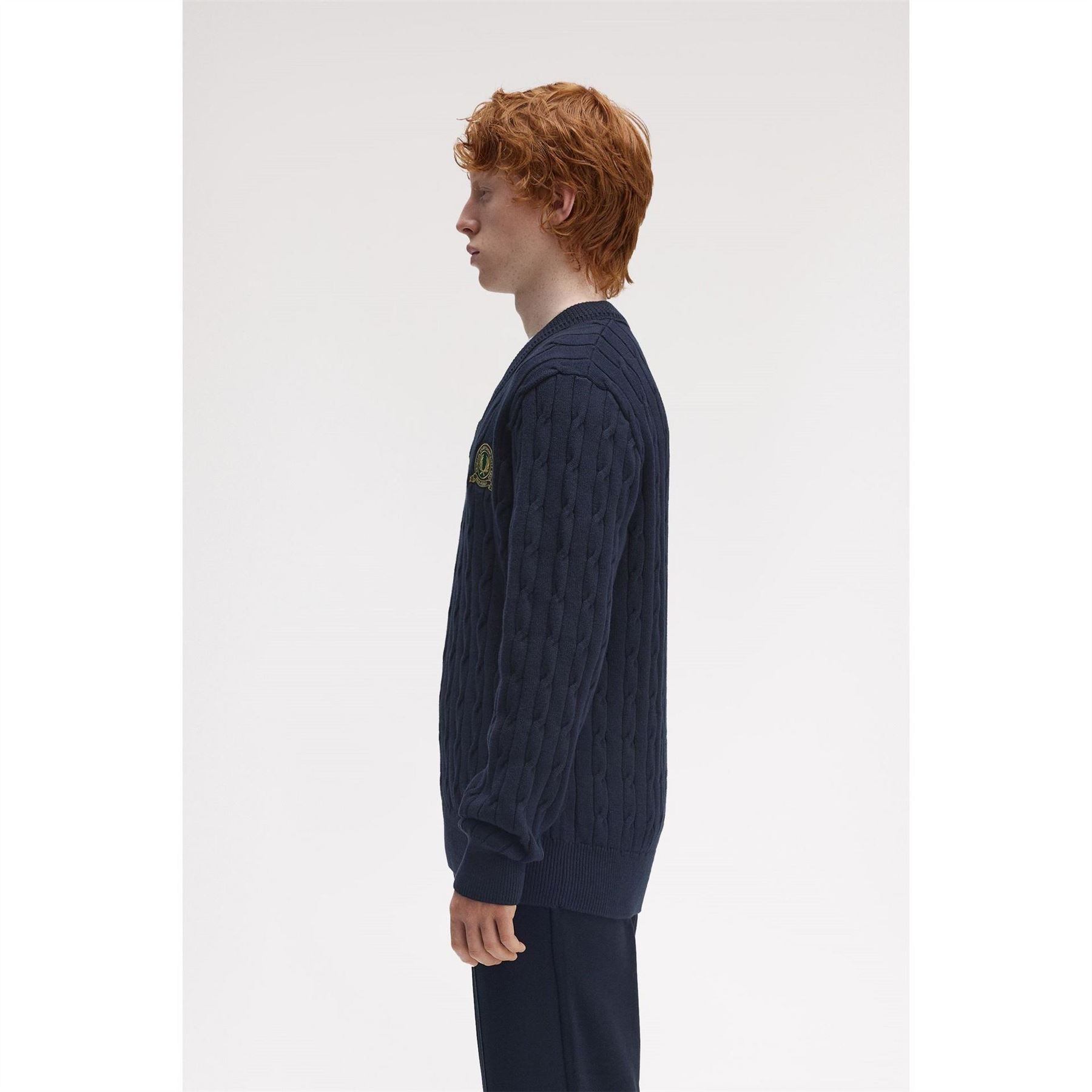 Fred Perry Badge Laurel Wreath Knitted Crew Neck Jumper