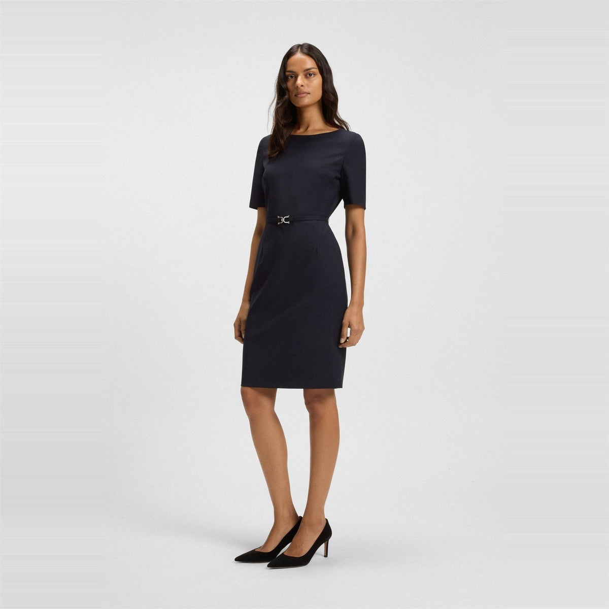 Boss Daleah Boat Neck Short Sleeve Knee Length Dress