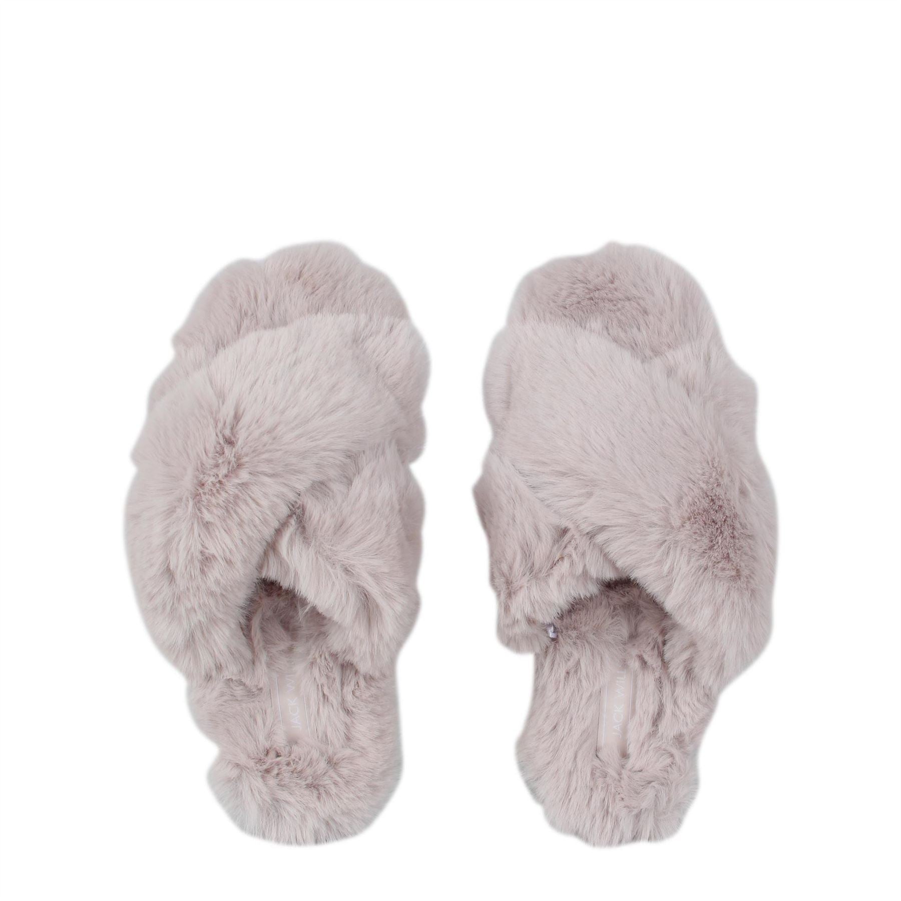 Jack Wills Fluffy Cross Strap Slippers