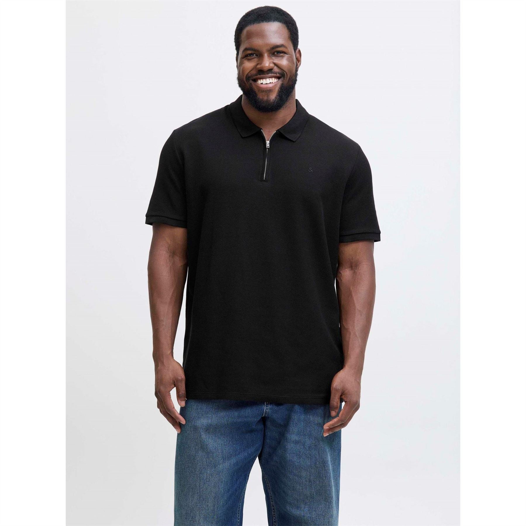 Jack and Jones Mens Austin Zip Polo Plus Size