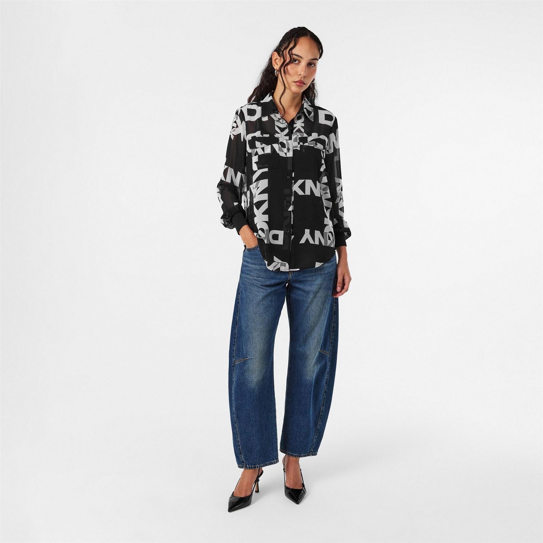 DKNY Long Sleeve Patterned Shirt