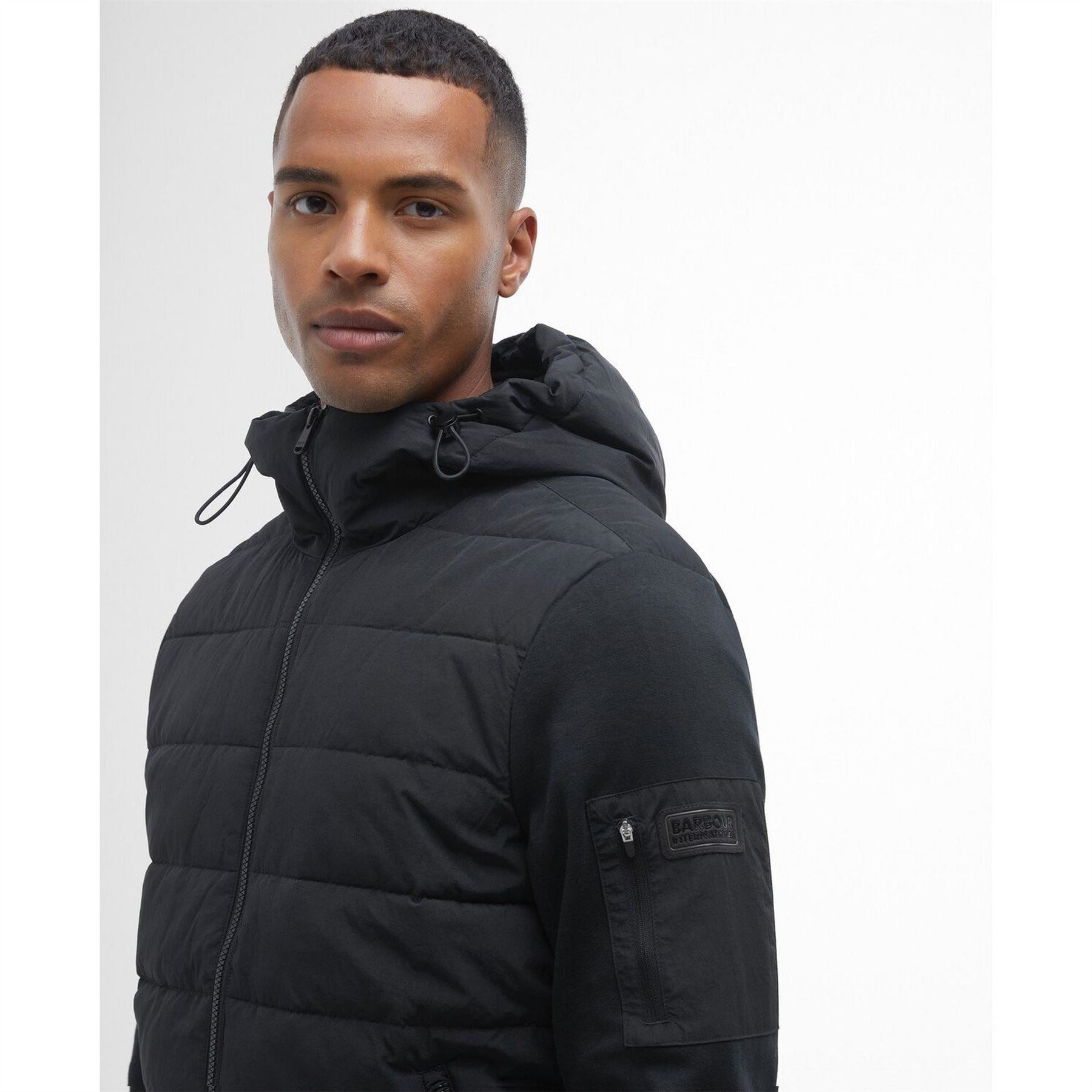 Barbour International Stanley Hooded Quilted Hybrid Jacket