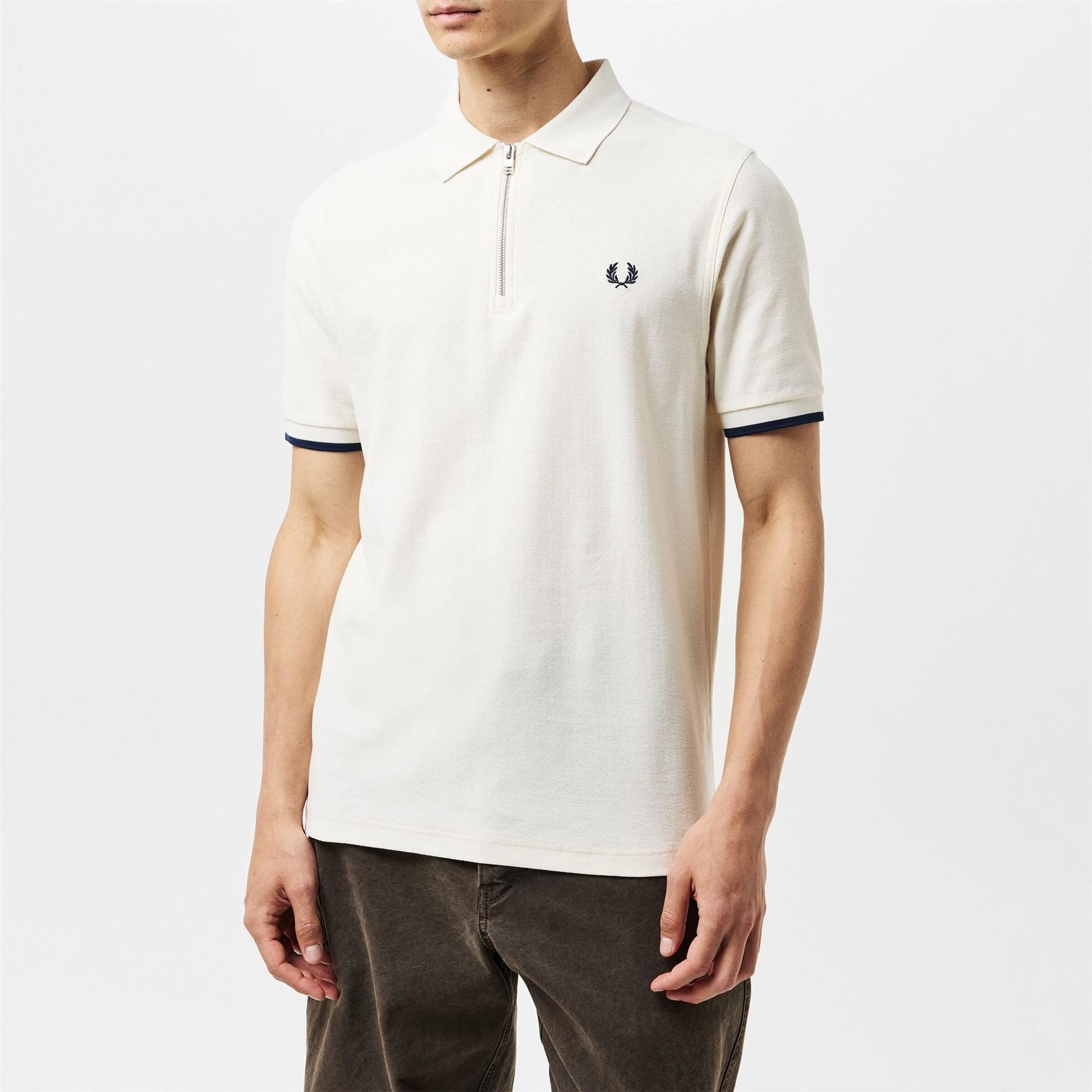Fred Perry Crepe Zipped Short Sleeve Polo Shirt