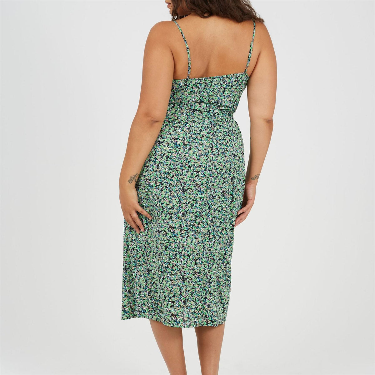 Brave Soul Plus Size Knot Front Strappy Midi Dress With Floral Print