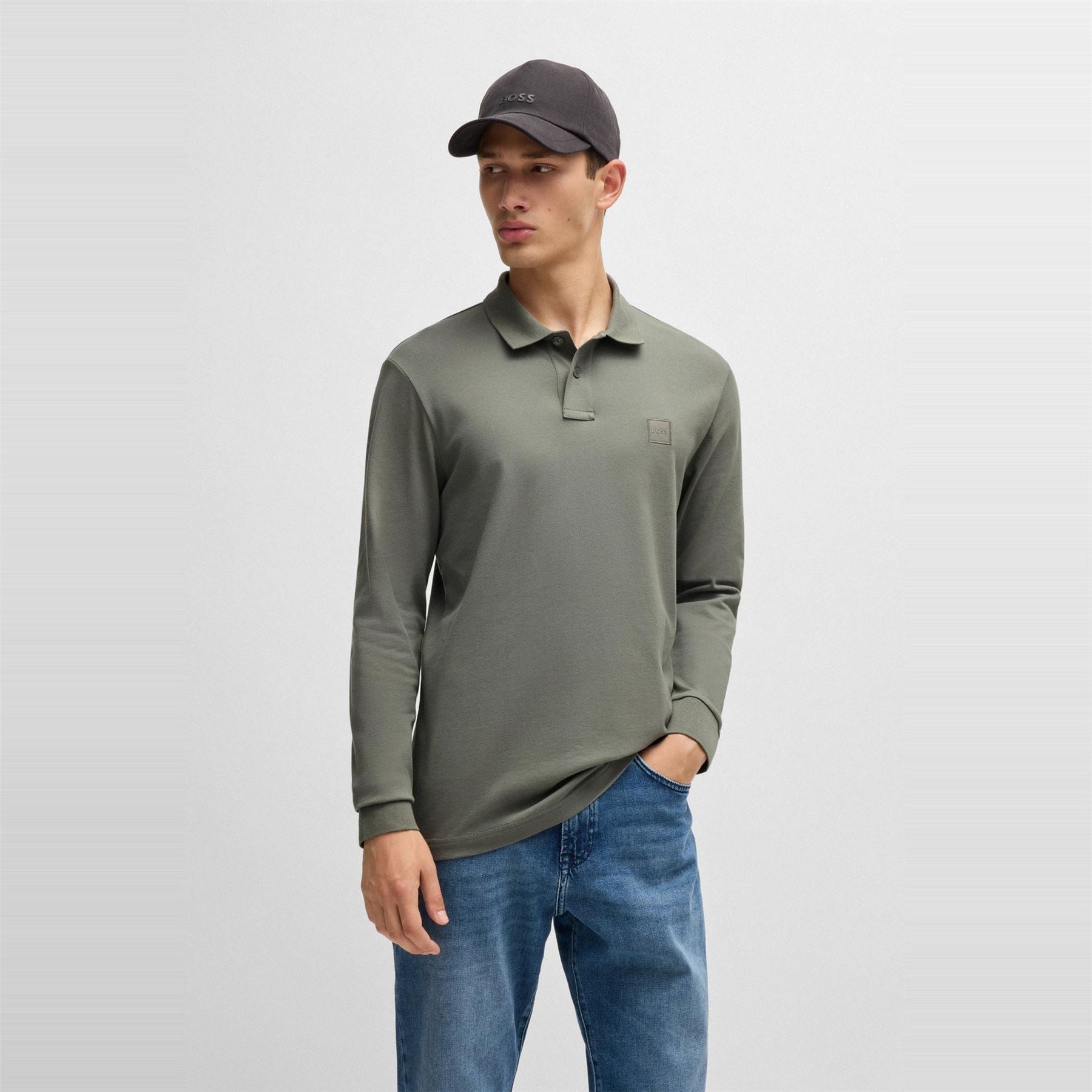 Boss BOSS ORANGE Passerby Premium Cotton Long Sleeve Polo Shirt with Logo Detail