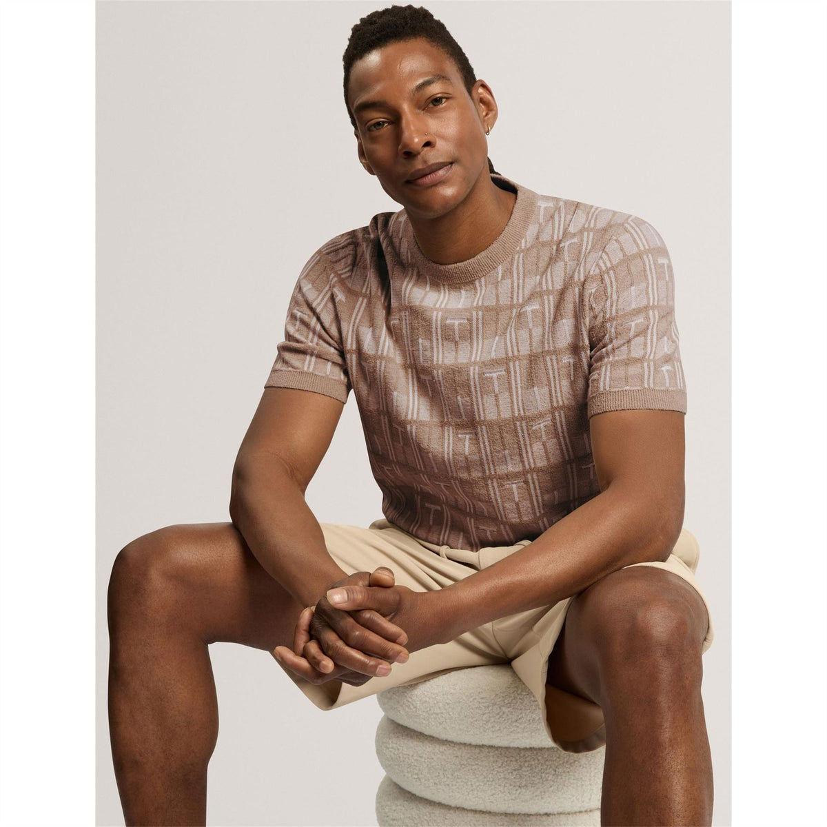 Ted Baker Jacquard Short Sleeve Knitted T-Shirt
