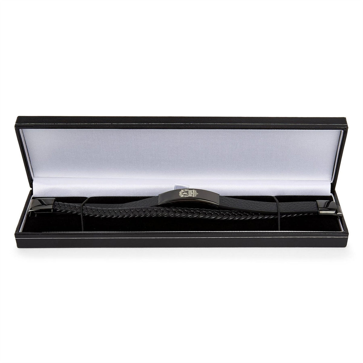 Team Officially Licensed Stainless Steel And Leather Black Ip Bracelet