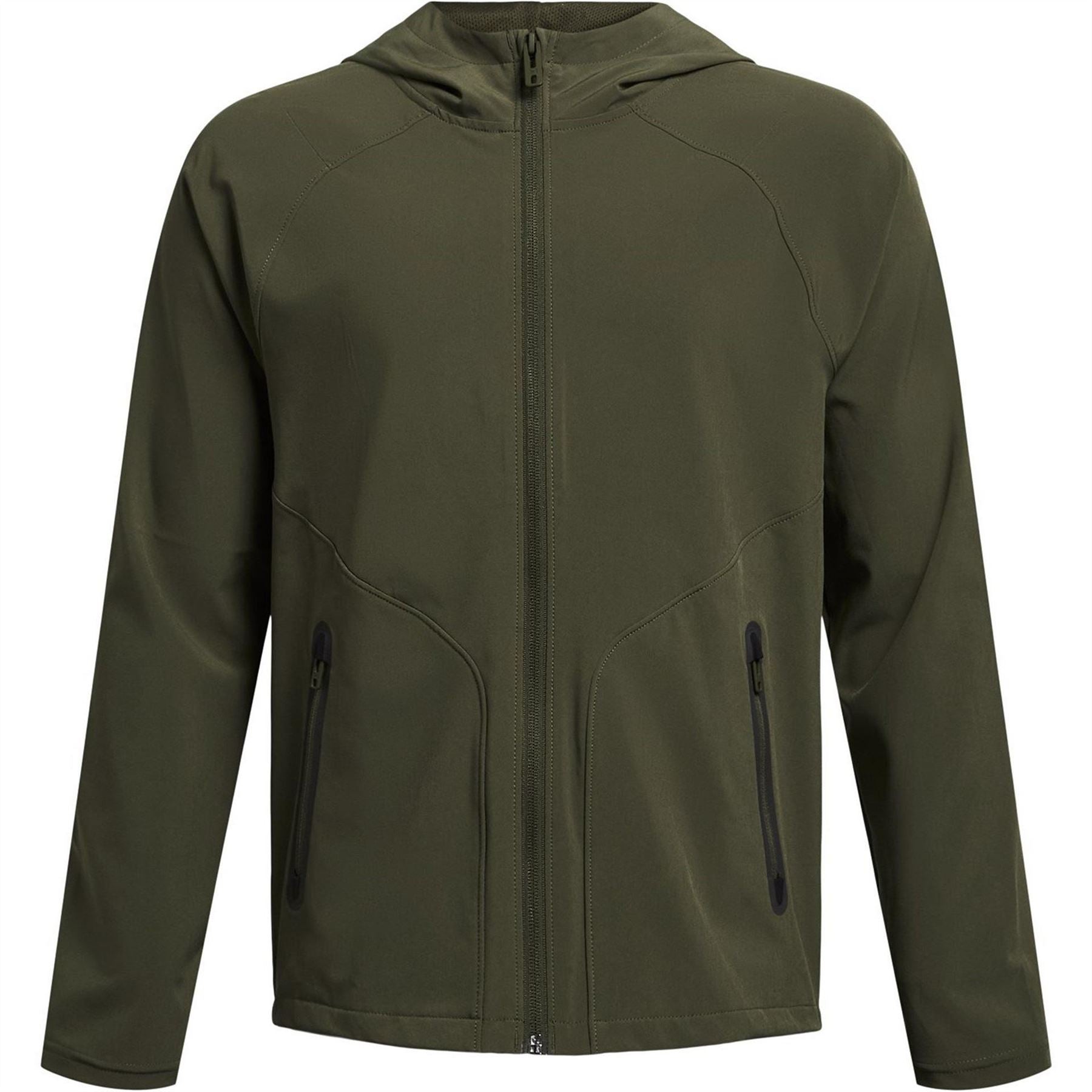 Under Armour Solid Patterned Hooded Full Zipper Fleece Jacket