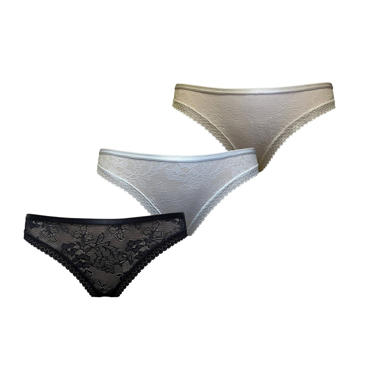 Be You 3 Pack Microfibre Lace Brazilian Briefs