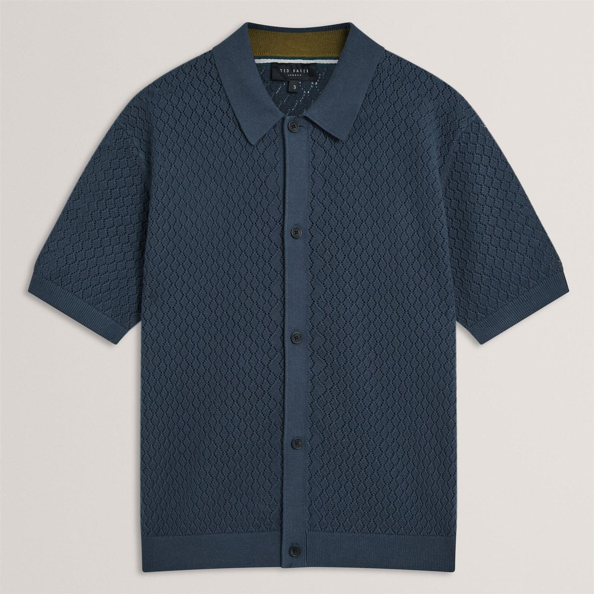 Ted Baker Diamond Crochet Knit Short Sleeve Shirt