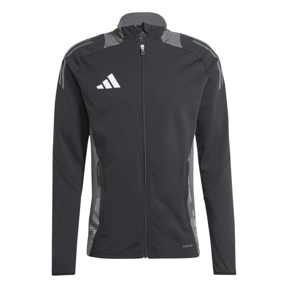 adidas Geometric Patterned Track Jacket with Zipped Pocket and Three Bar Logo