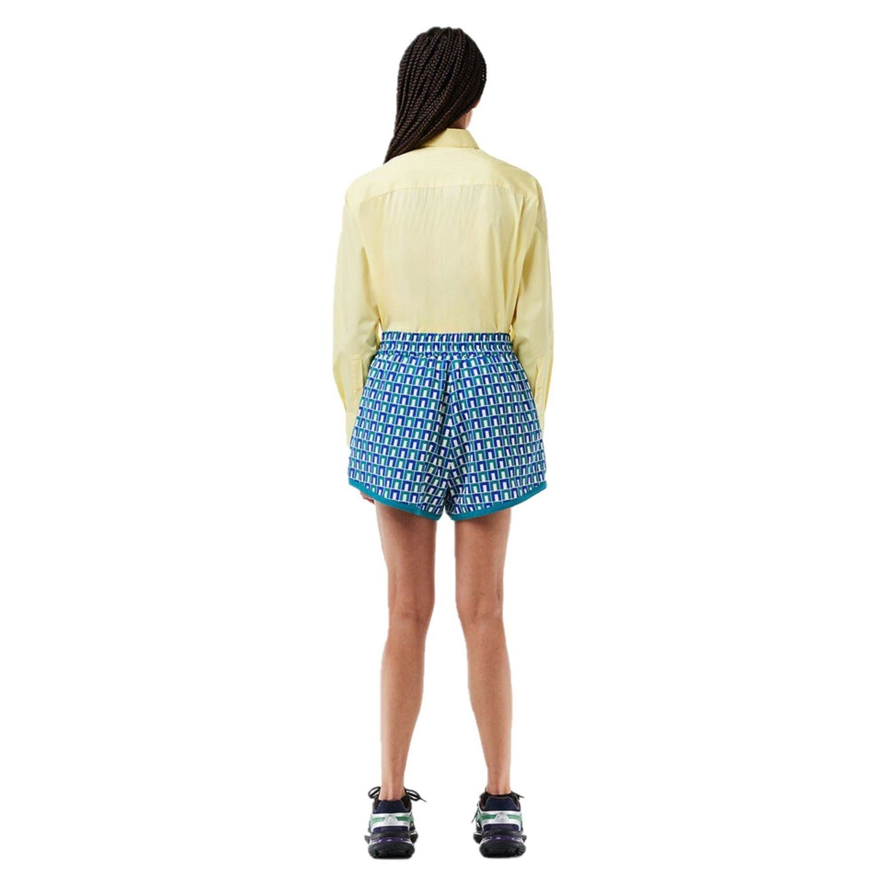 Lacoste Geometric Patterned Curved Hem Shorts