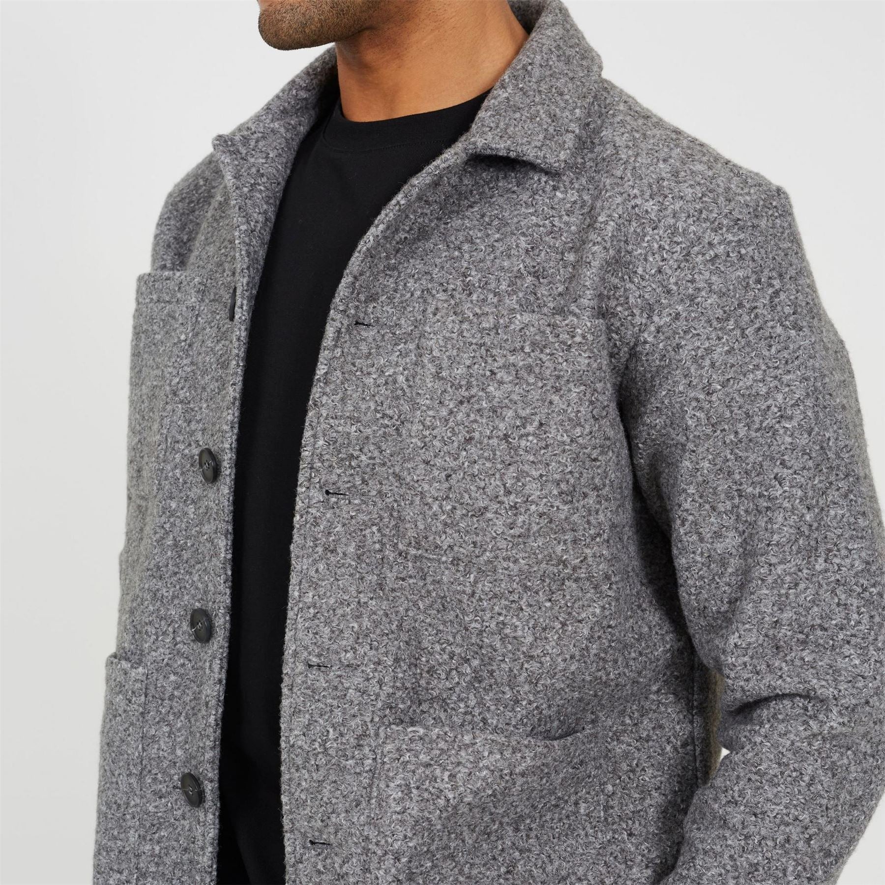 Brave Soul Boucle Textured Shirt Jacket