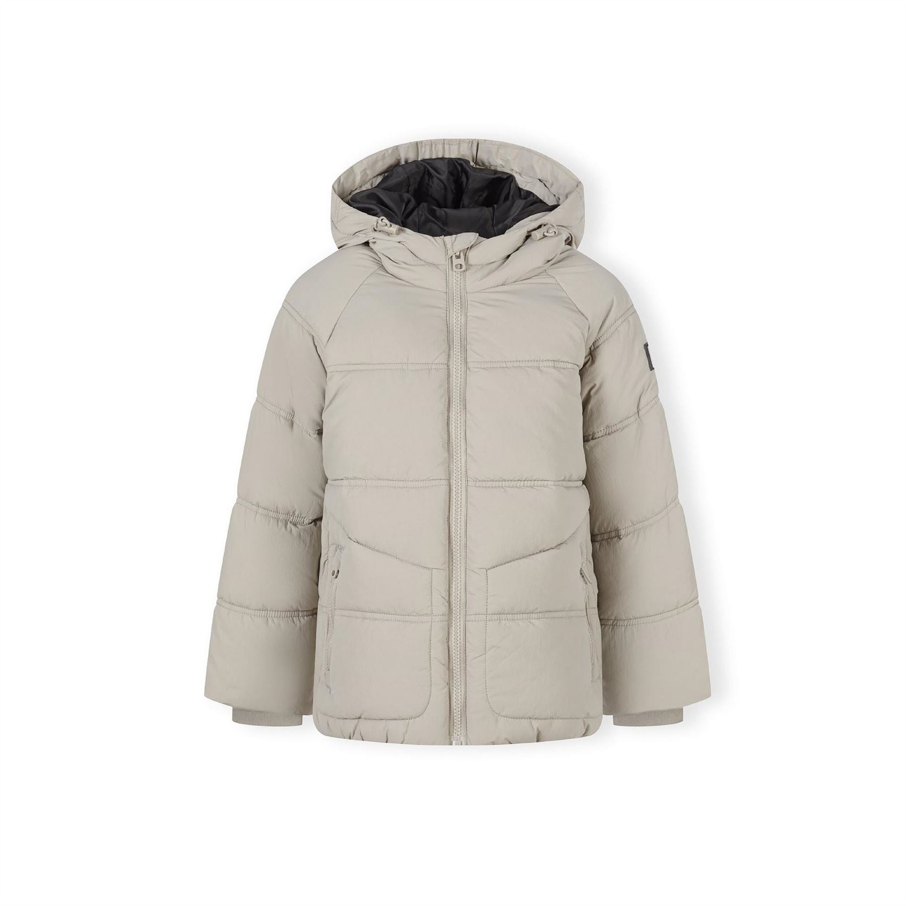 Minoti Boys Quilted Jacket With Hood Zip Pockets Grey
