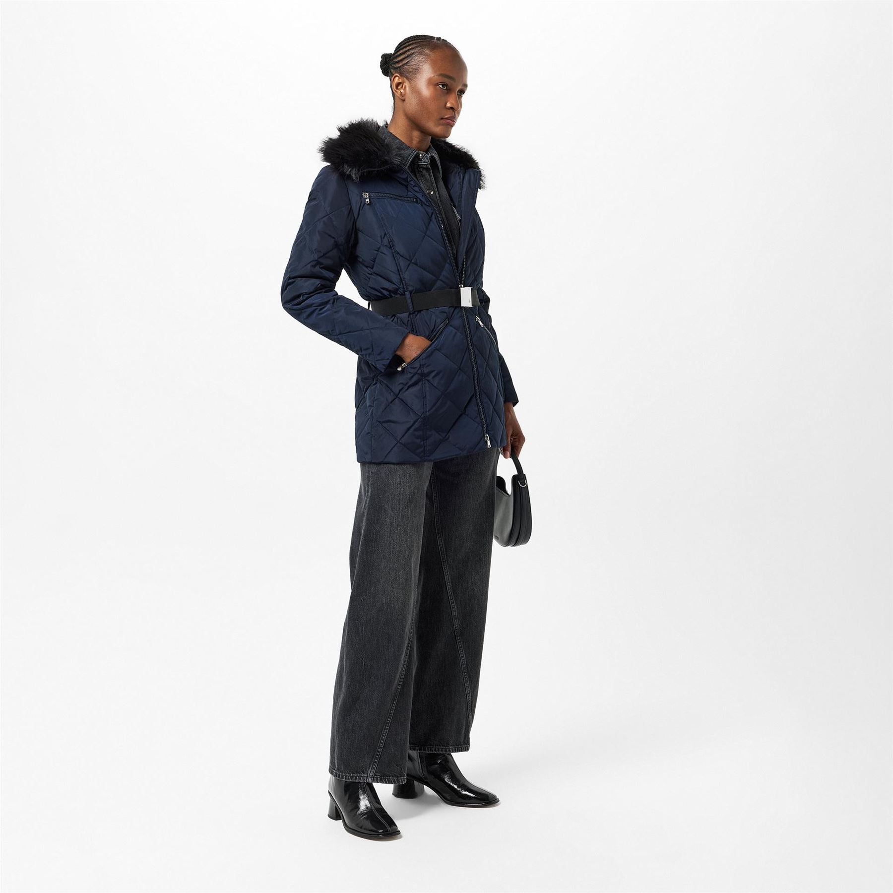Lauren by Ralph Lauren Real Leather Medium Puffer Jacket
