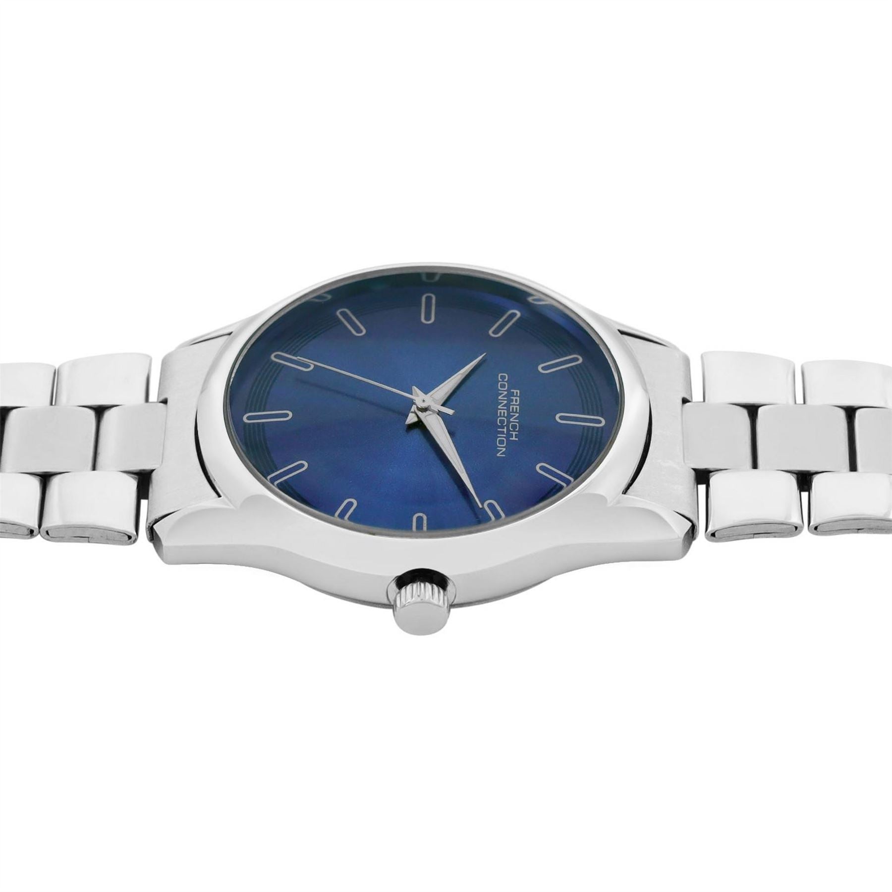French Connection Connection Silver Case Round Shape Silver Strap Quartz Watch