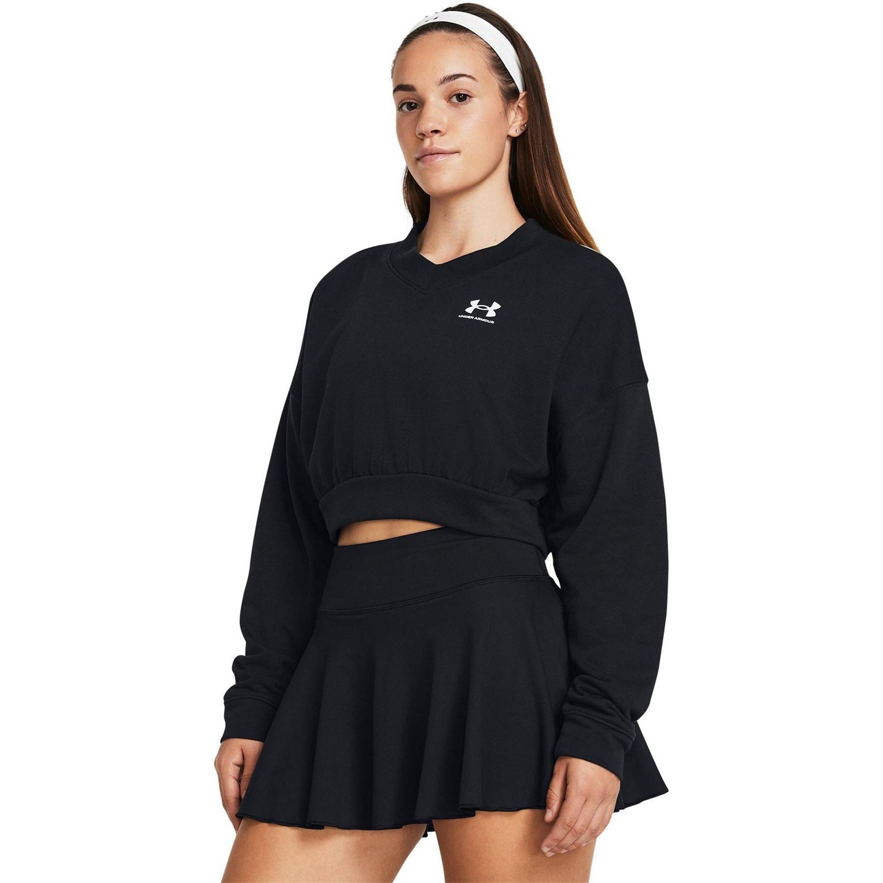 Under Armour Rival Cropped Terry Logo Print Sweatshirt