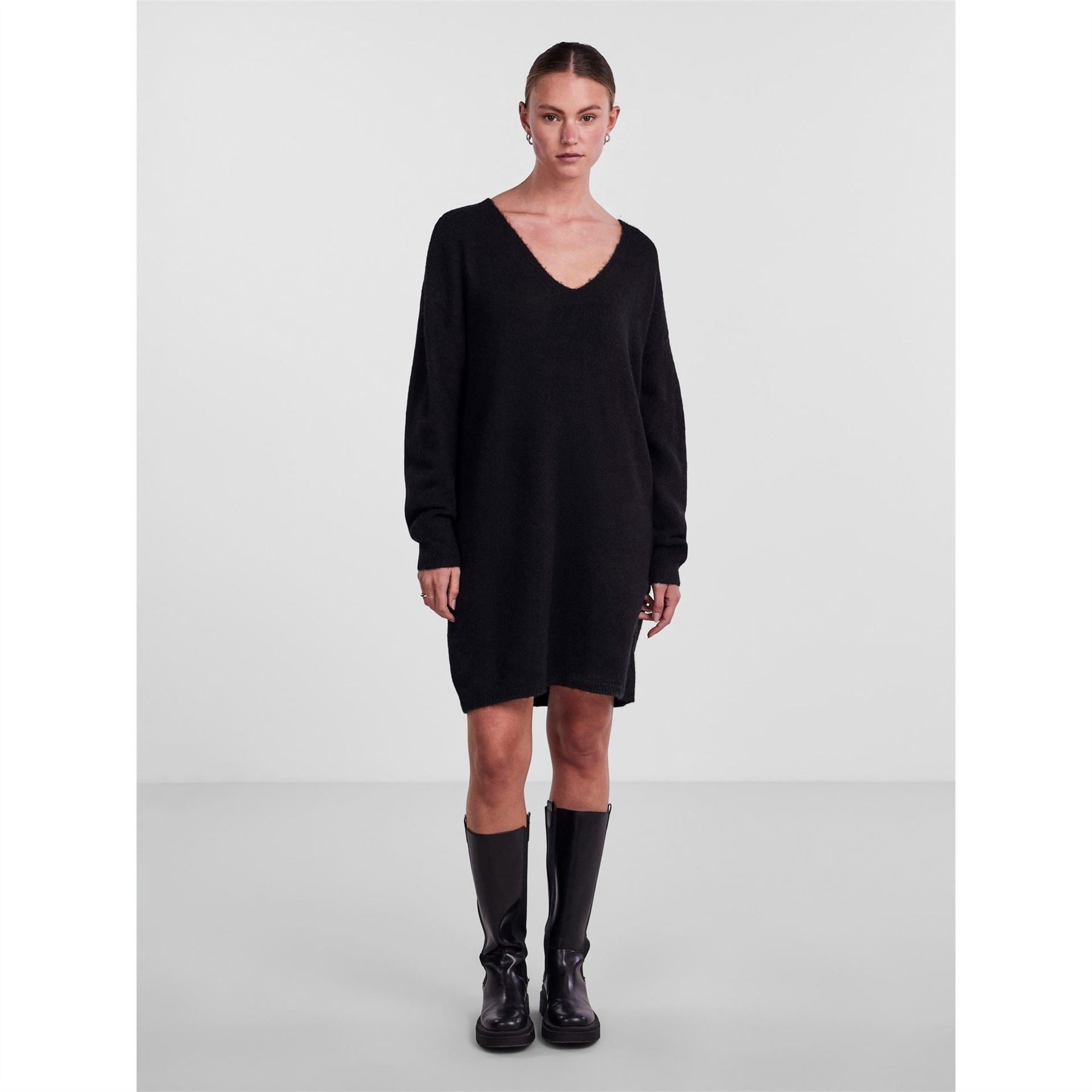 Pieces Knit Turtleneck Long Sleeve Midi Sweater Dress