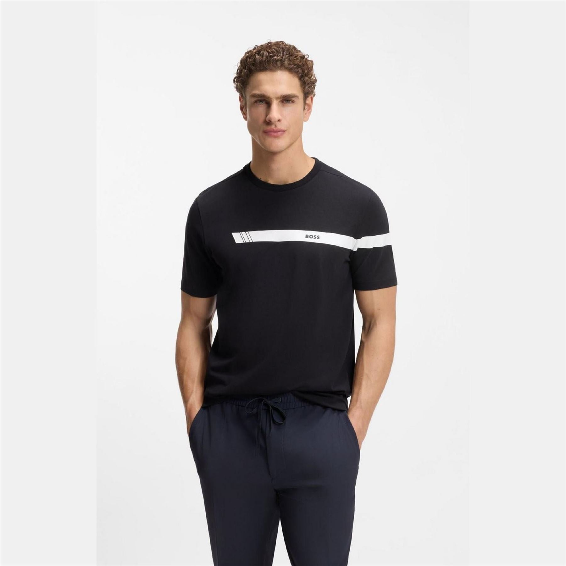 Boss Fit T-Shirt With Logo Stripe