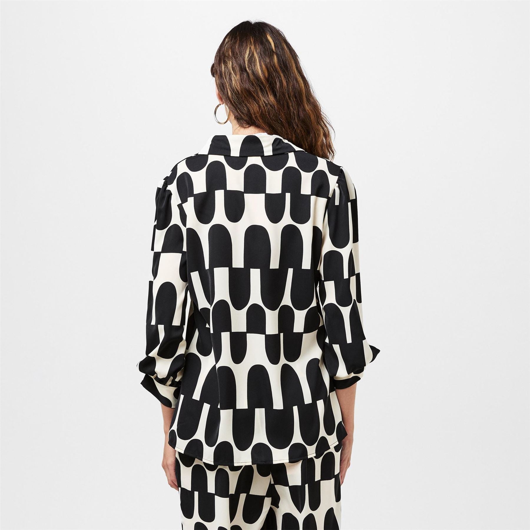 AX Paris And Cream Geometric Print Three Quartersleeve Shirt