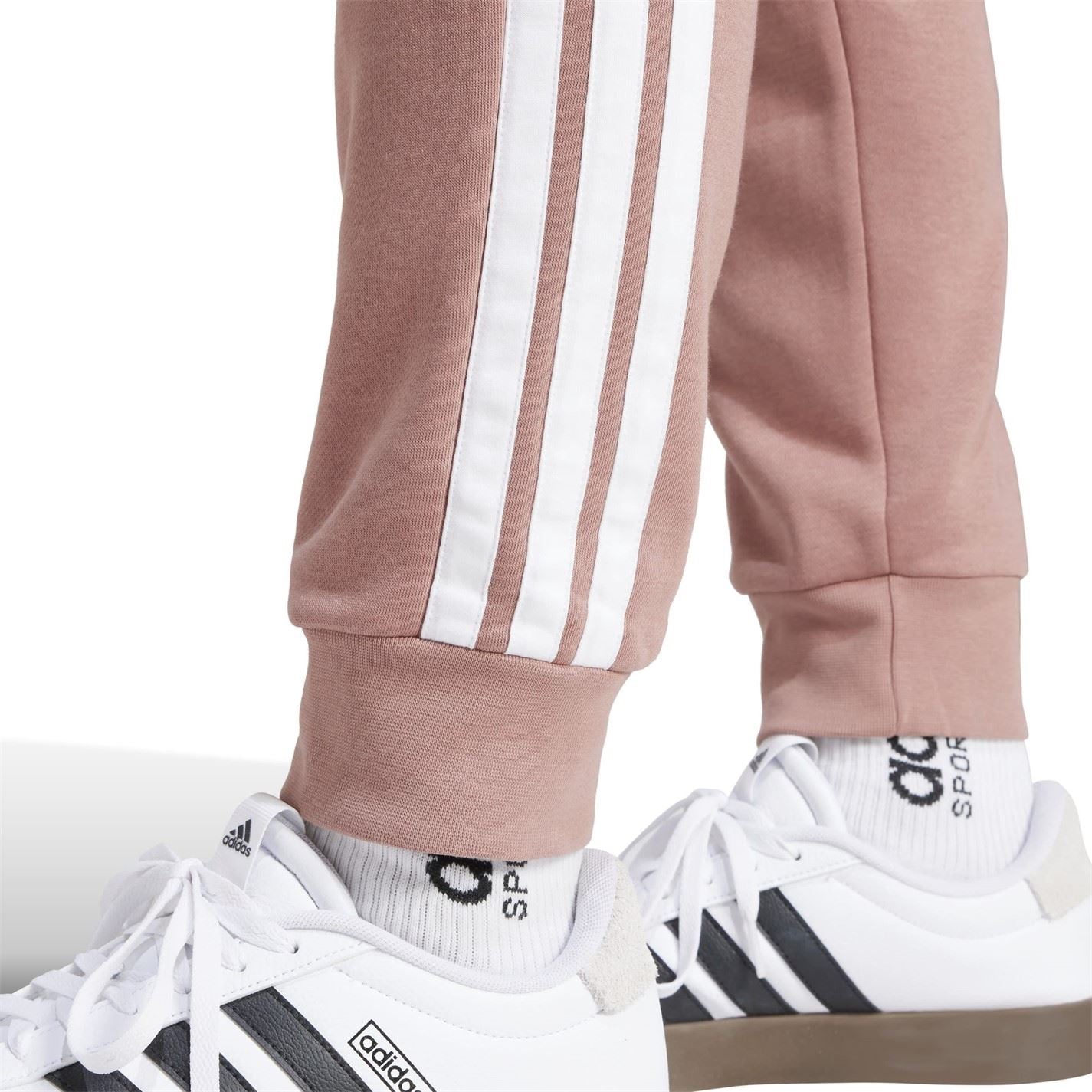adidas Fleece Tapered Cuff 3 Stripes Joggers M