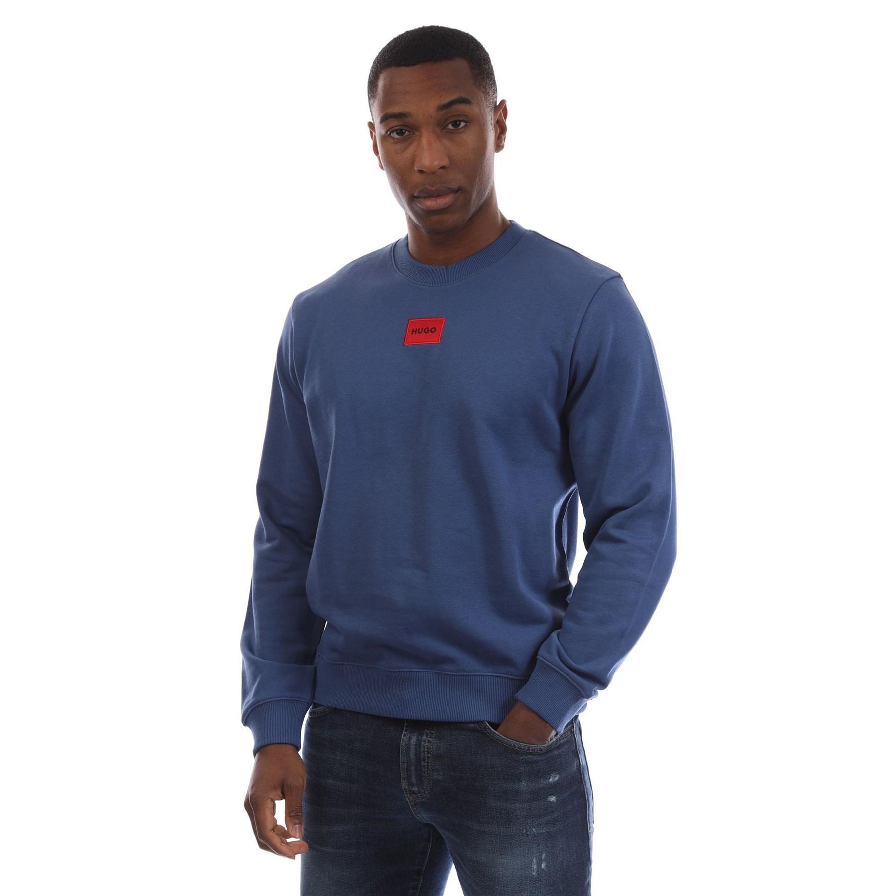Hugo Crew Neck Ribbed Collar Long Sleeve Sweatshirt