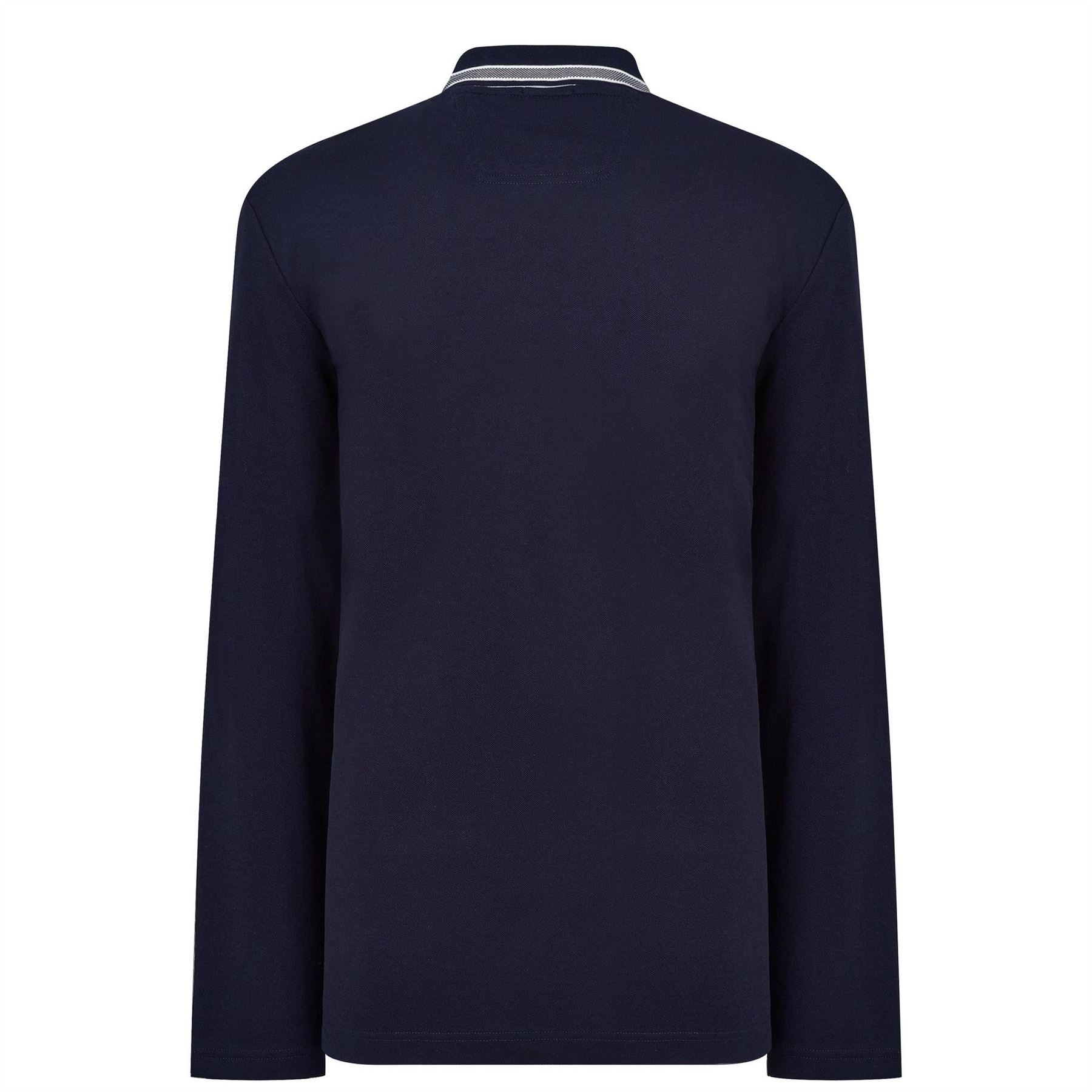 Boss Plisy Tipped Collar Cotton Long Sleeve Polo Shirt