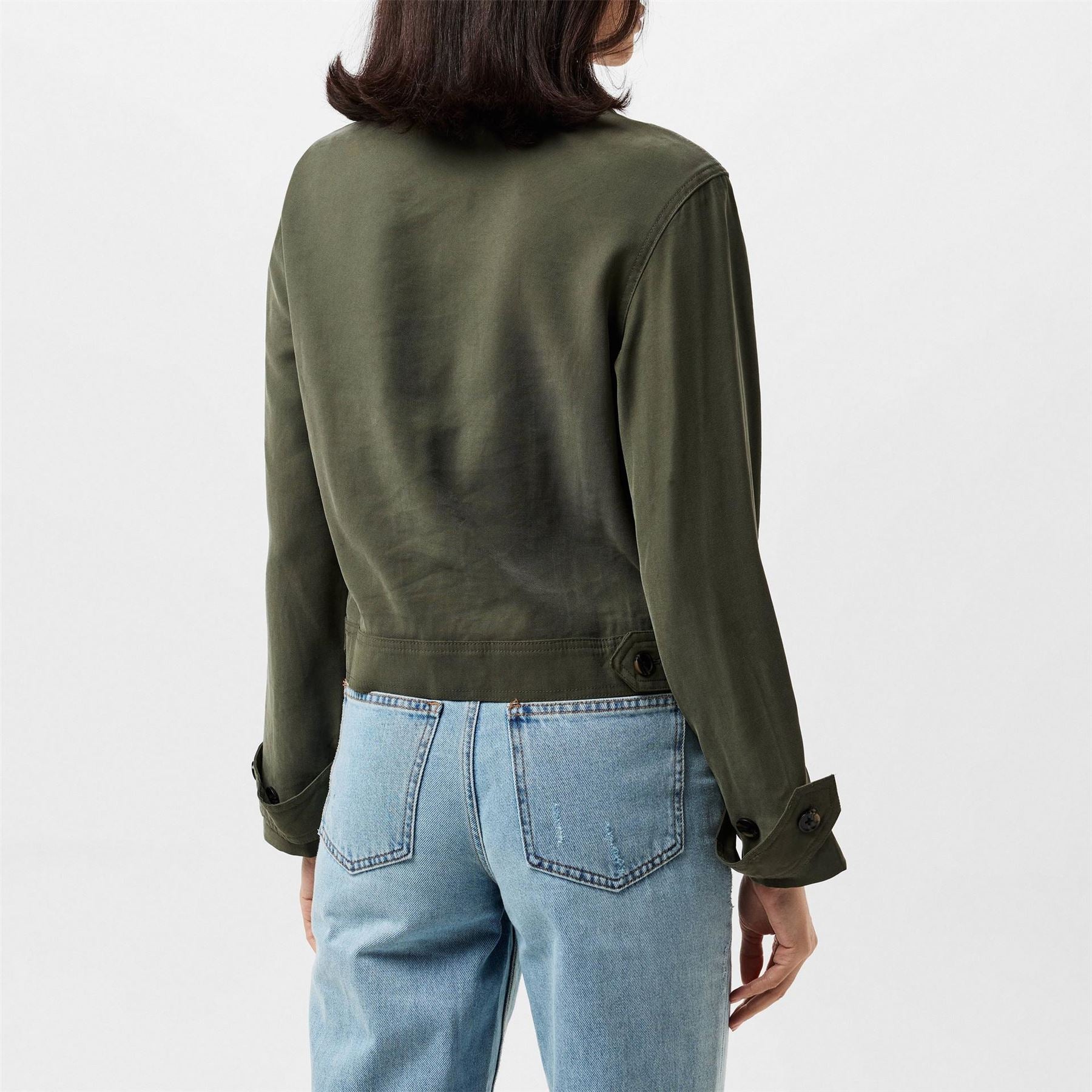 Finery Solid Patterned Roll Up Cuff Overshirt