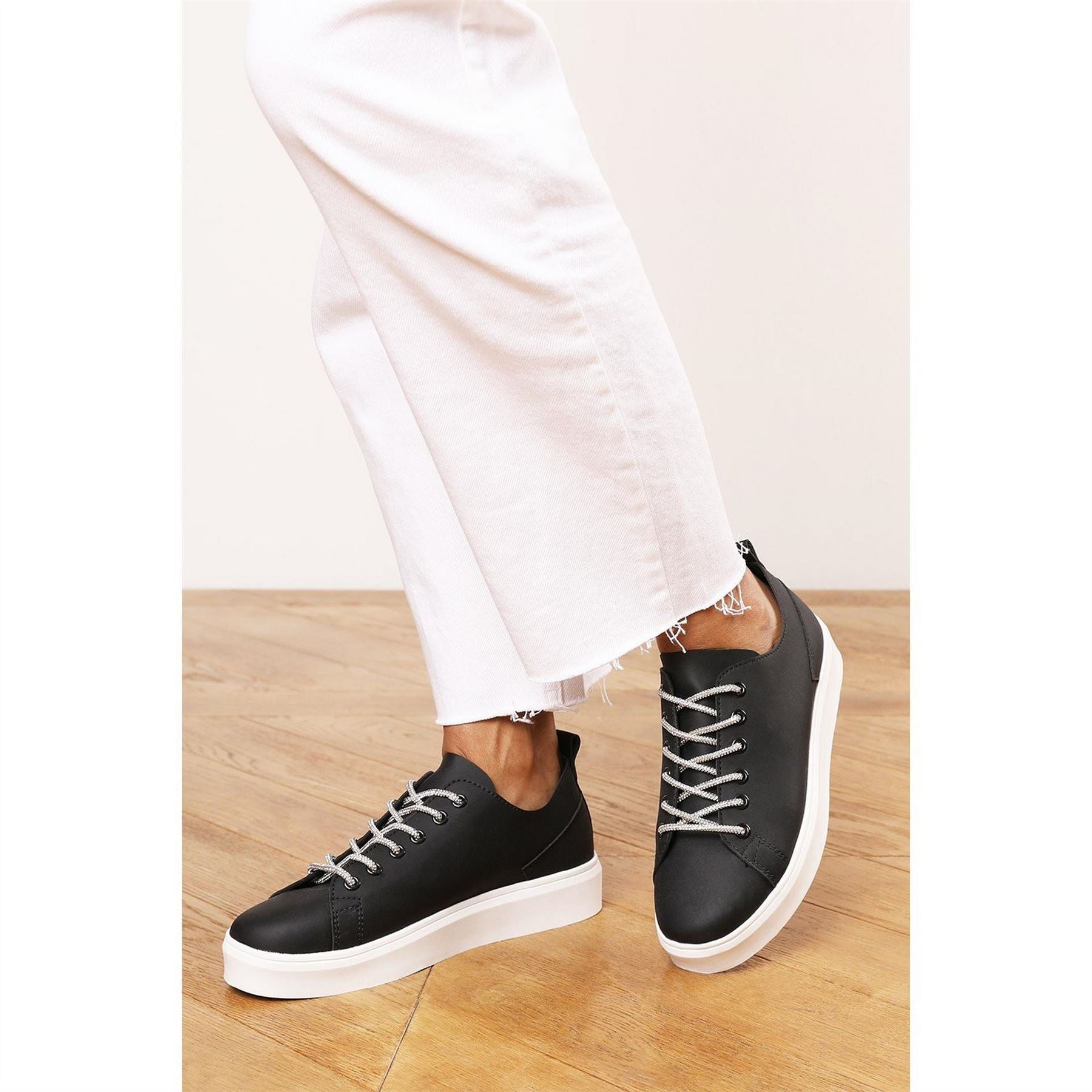 Wheres That From Low Wedge Trainer With Lace Up Detail