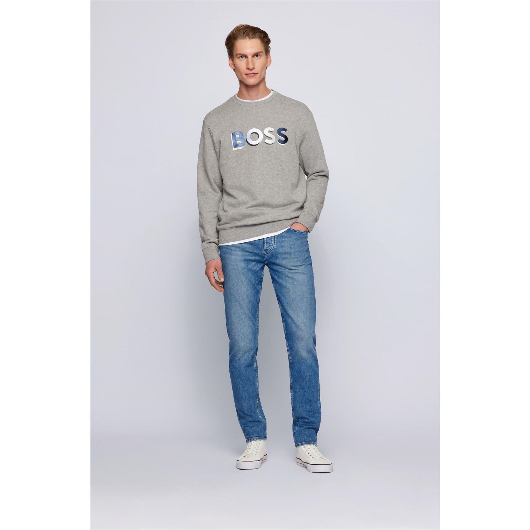 Boss Taber Mid Rise Stretch Tapered Fit Tapered Jeans