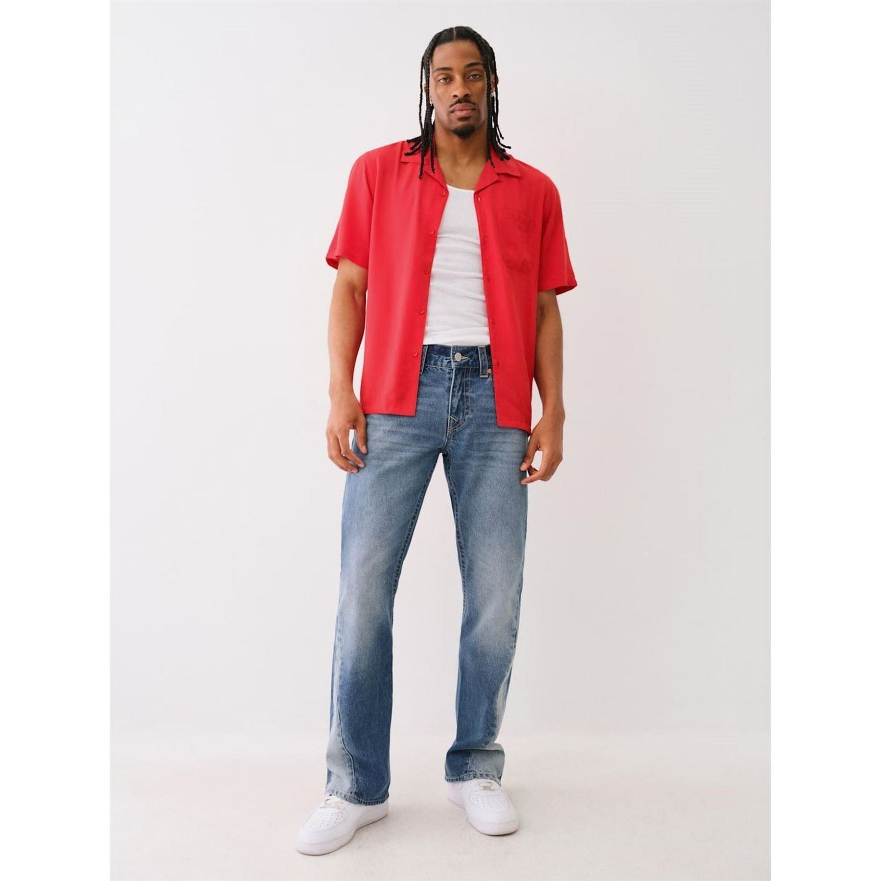 True Religion Camp Collar Short Sleeve Plain Shirt