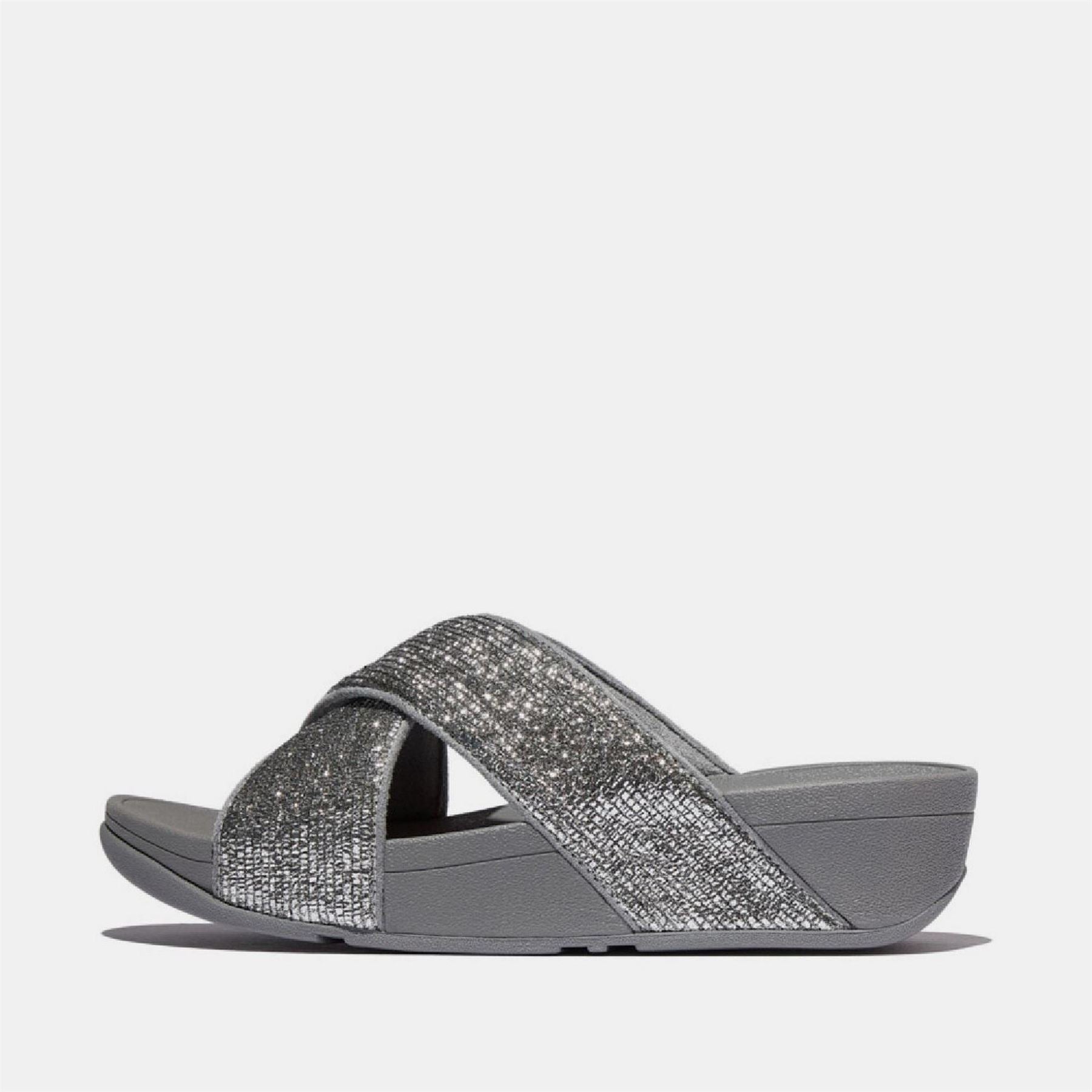 FitFlop Crinkled Shimmer Cross Sliders