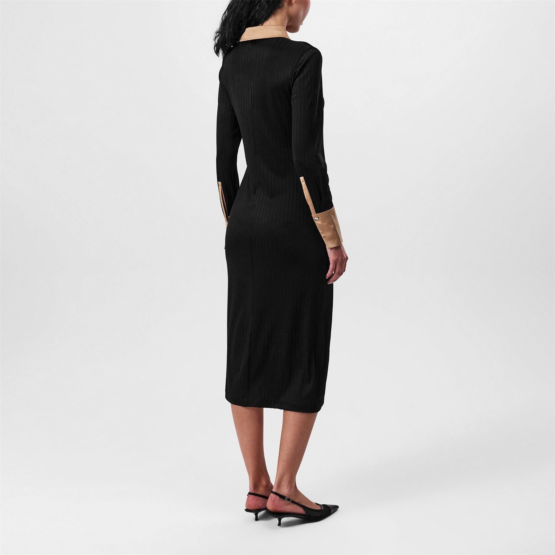Boss Elanta Ribbed Jersey Long Sleeve Shirt Dress